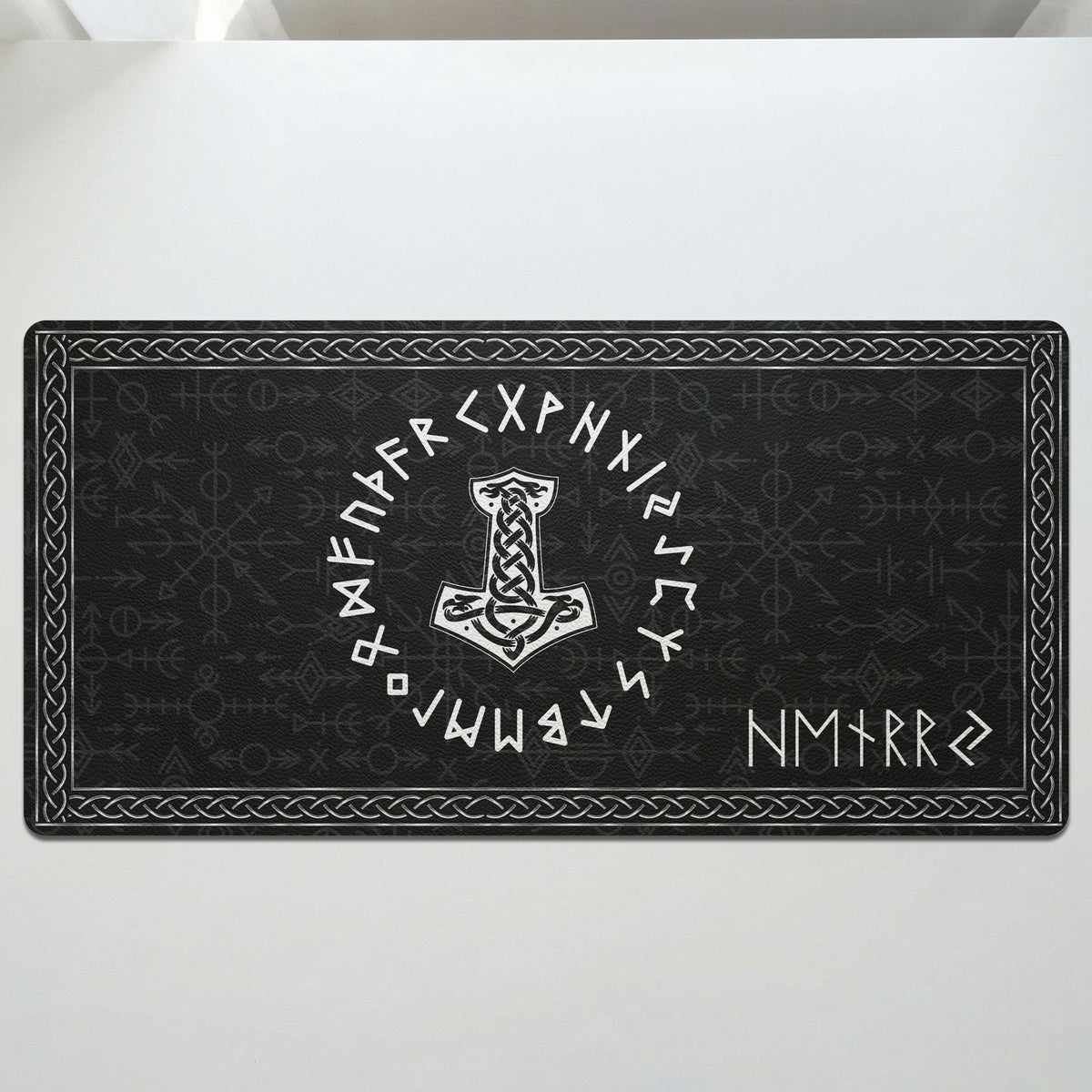 Viking Rune Leather Accessory - Personalized Ethnic Norse Viking Leather Desk Mat, Norse Mytholog