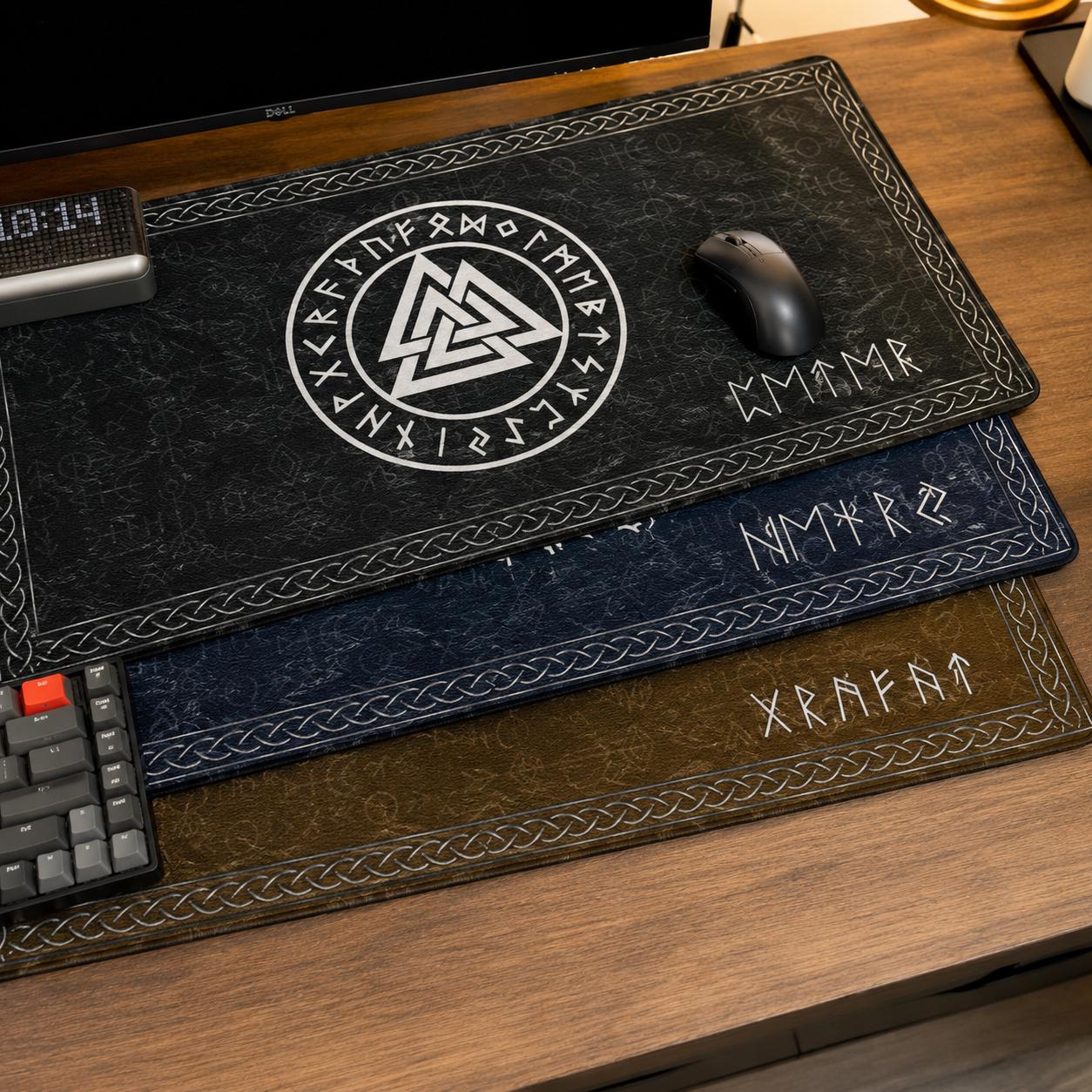 Viking Rune Leather Accessory - Personalized Ethnic Norse Viking Leather Desk Mat, Norse Mytholog