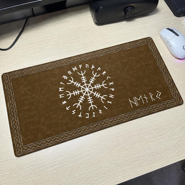Viking Rune Leather Accessory - Personalized Norse Mythology Desk Mat, Ethnic Norse Name In Viking