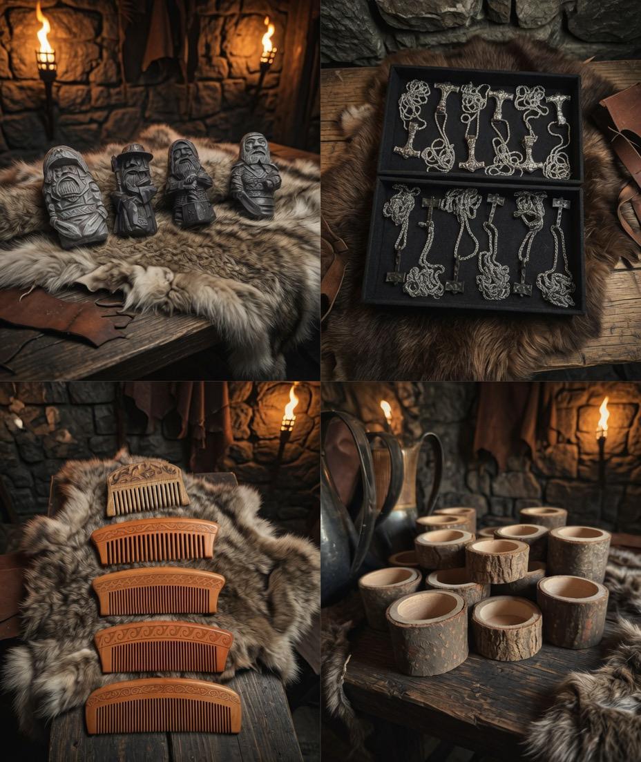 Viking Mug - Viking Gift Box - Horn Mug, Norse God Figurine, Ancient Style Utensils, Norse