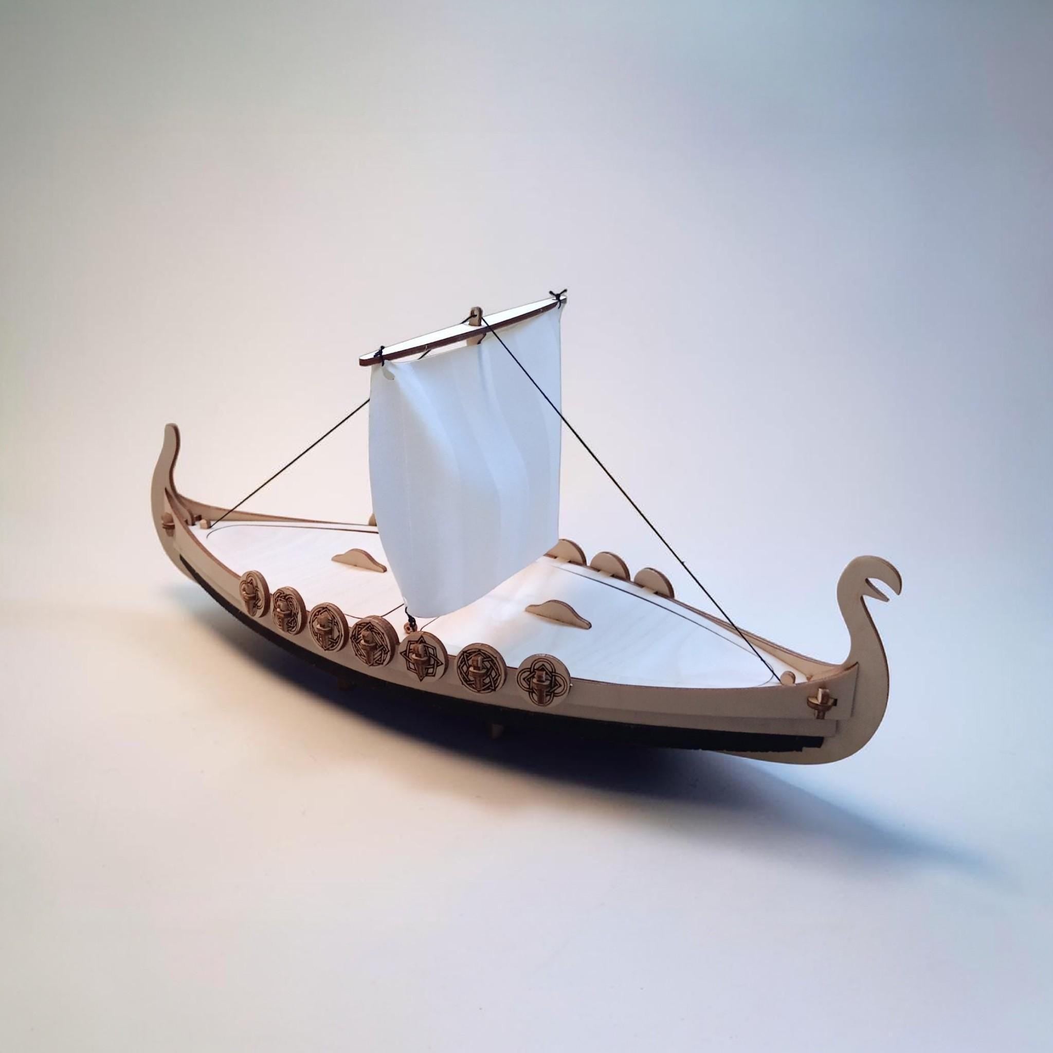 Viking Home Decor - Viking Ship Wooden Sculpture, Nordic Longboat Table Decor, Medieval Boat