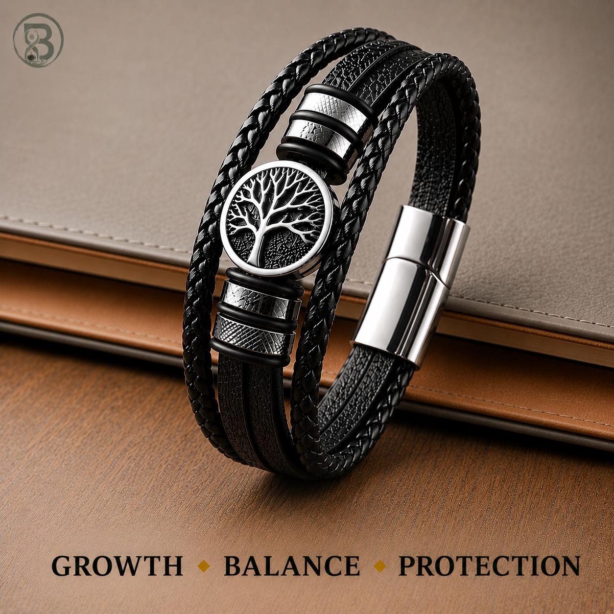 Viking Vegvisir Compass Bracelet - Viking Braided Leather Bracelet – Norse Runes, Celtic Knot