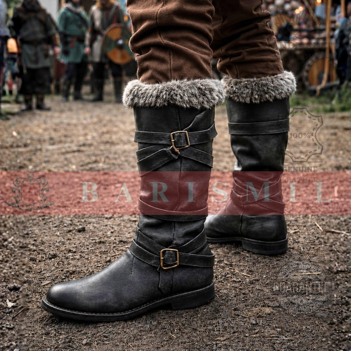 Viking Boots - Handmade Viking Leather Boots – Fur Trim Medieval Warrior Footwear