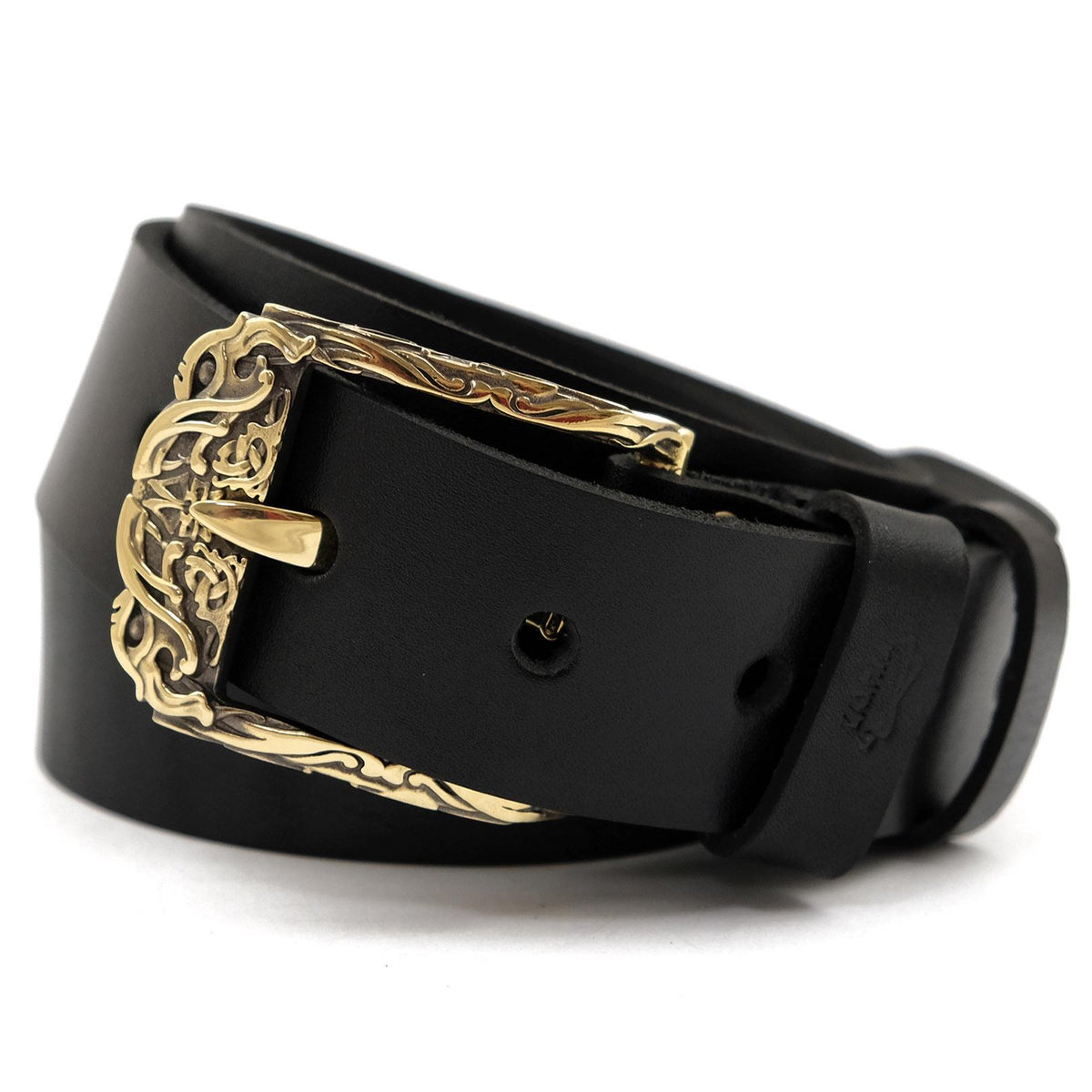Viking Odin Bracelet - Odin's Wolves Gift Set: Leather Belt with Handmade Solid Brass Viking Buckle