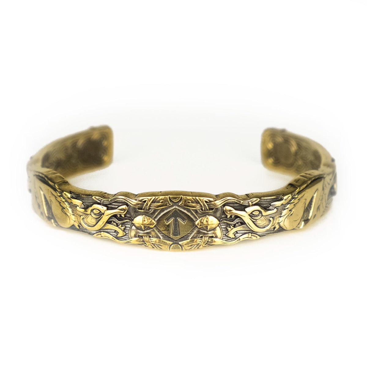 Viking Odin Bracelet - Odin's Wolves Gift Set: Leather Belt with Handmade Solid Brass Viking Buckle