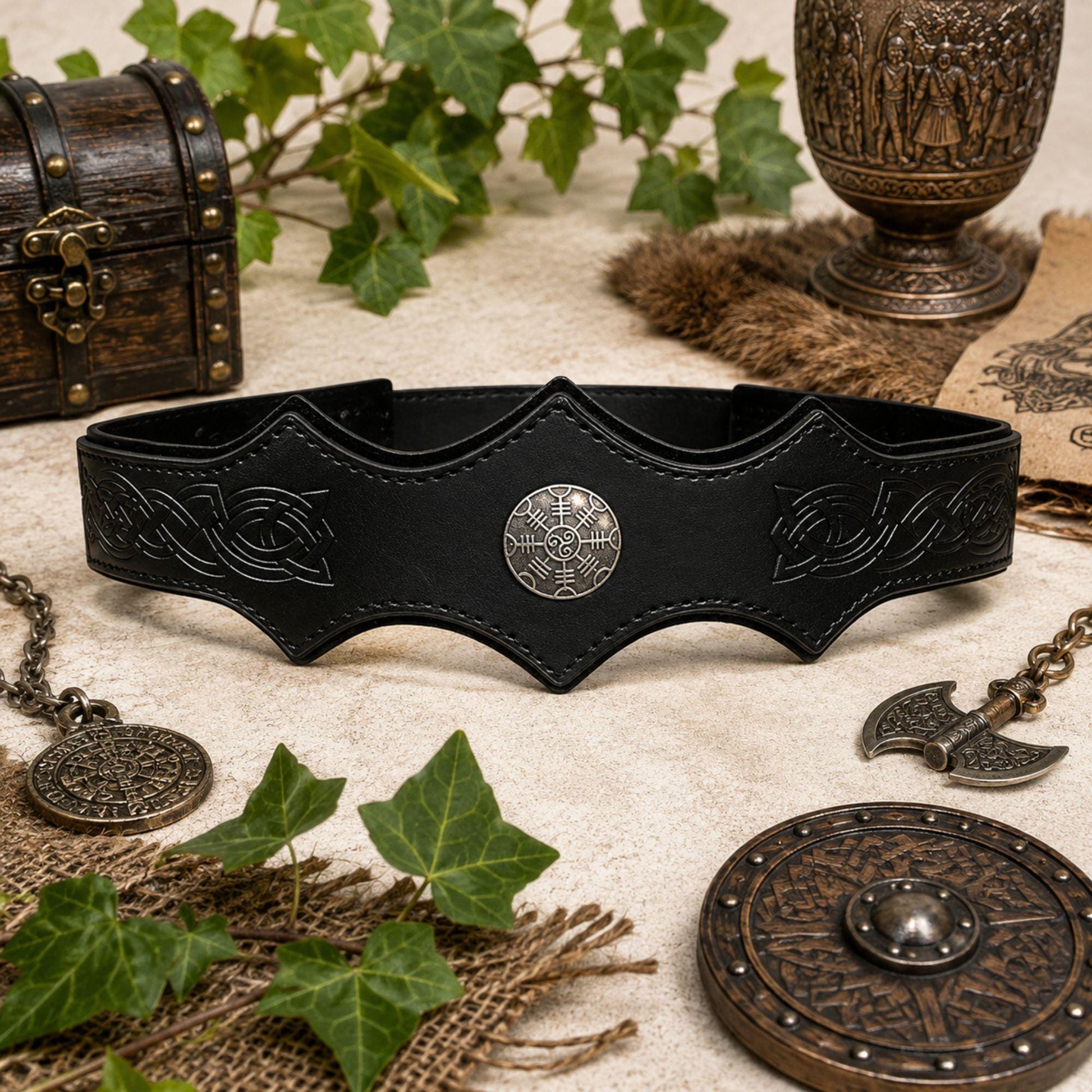 Viking Costume & LARP - Renaissance Fair Belt Pouch Set Viking Bracer Medieval Costume Accessories