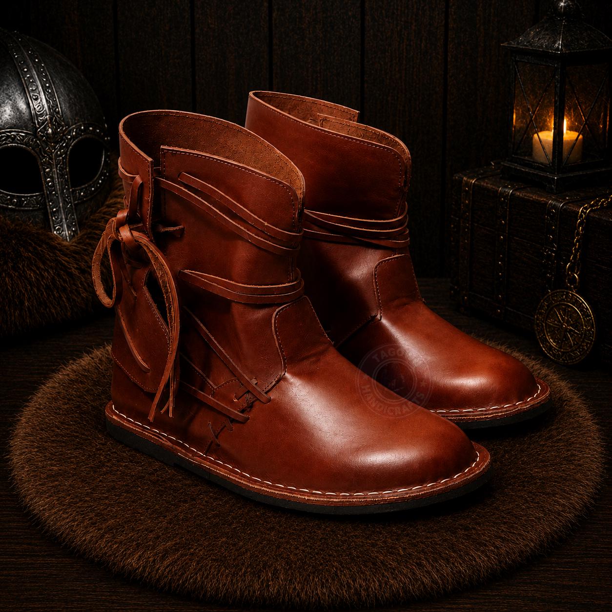 Viking Boots - Handmade Viking Leather Boots, Medieval Knee High Norse Warrior Footwear, LARP