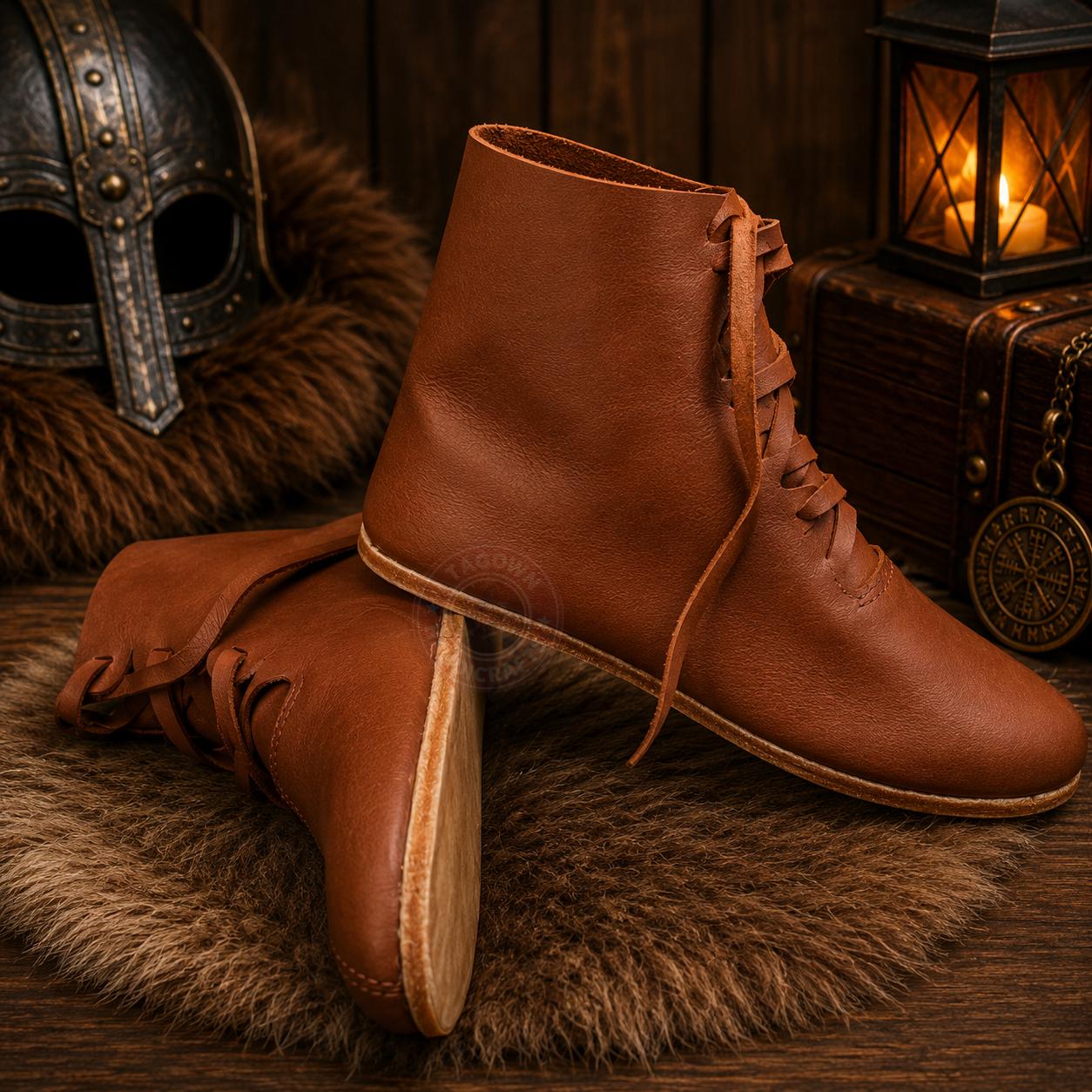 Viking Boots - Handmade Viking Leather Boots, Medieval Knee High Norse Warrior Footwear, LARP