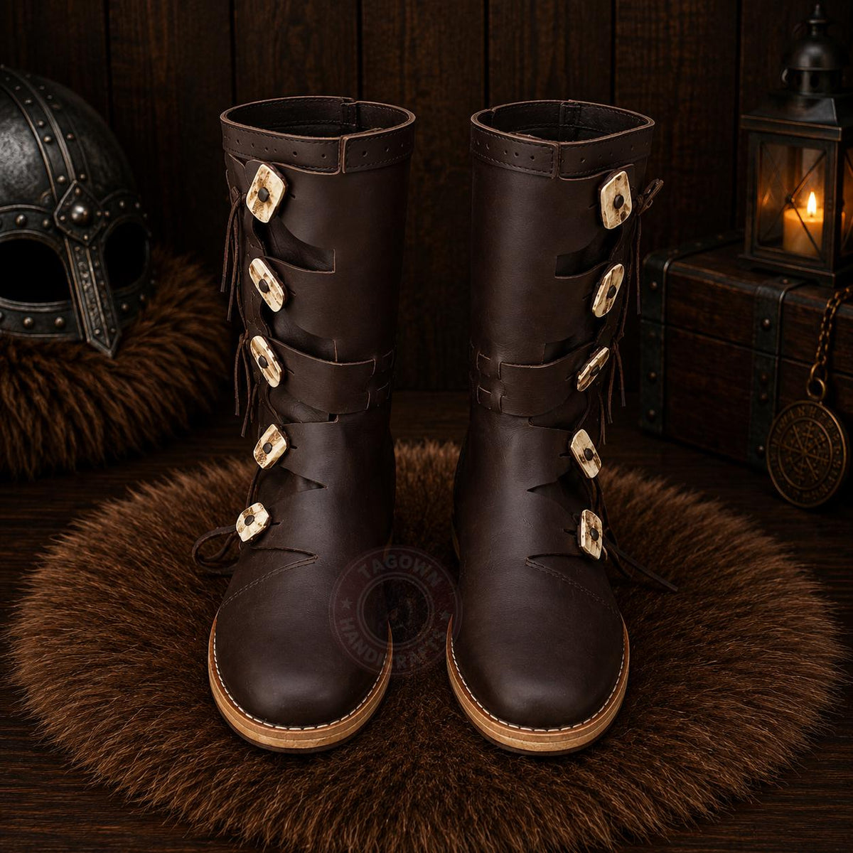 Viking Boots - Handmade Viking Leather Boots, Medieval Knee High Norse Warrior Footwear, LARP