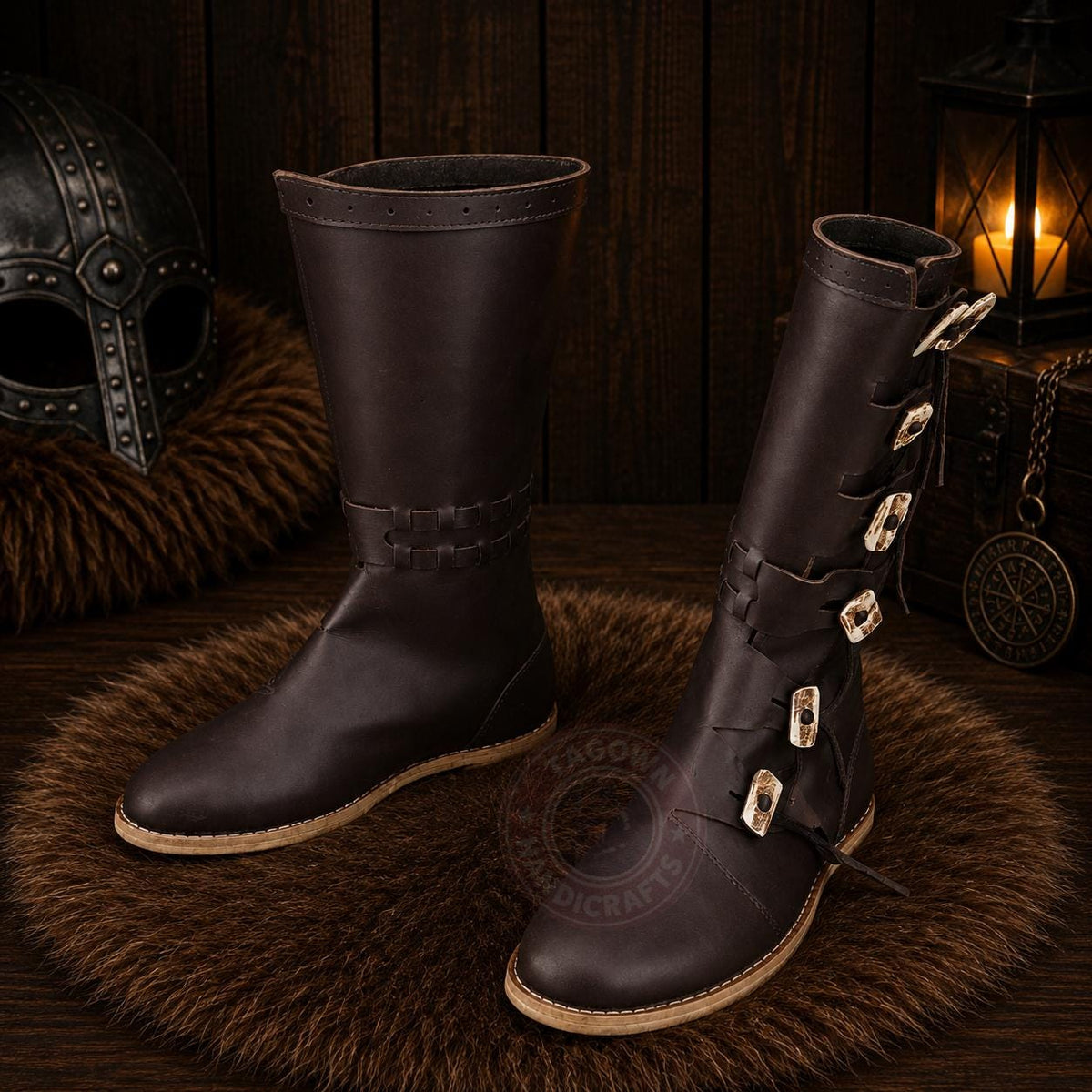 Viking Boots - Handmade Viking Leather Boots, Medieval Knee High Norse Warrior Footwear, LARP