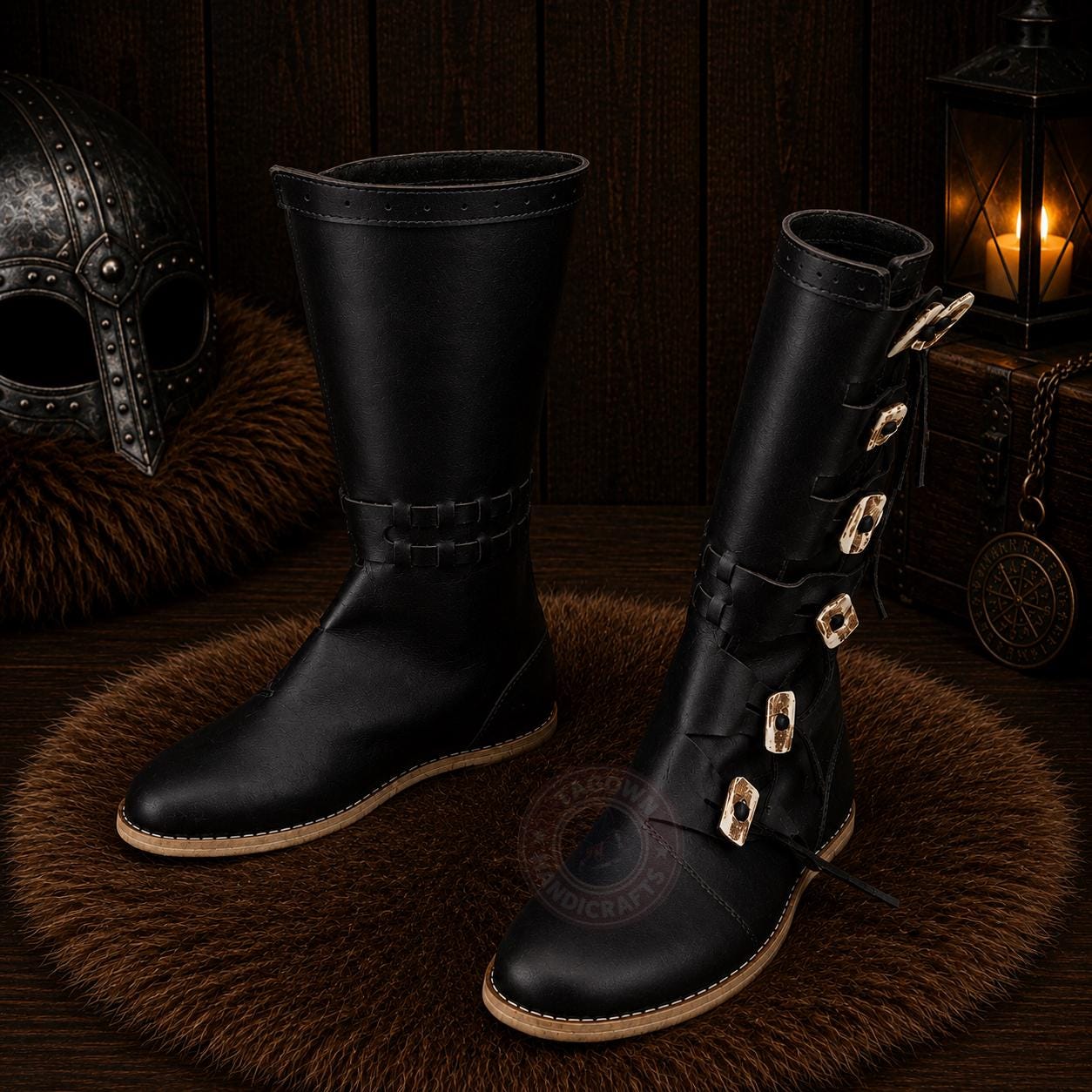 Viking Boots - Handmade Viking Leather Boots, Medieval Knee High Norse Warrior Footwear, LARP