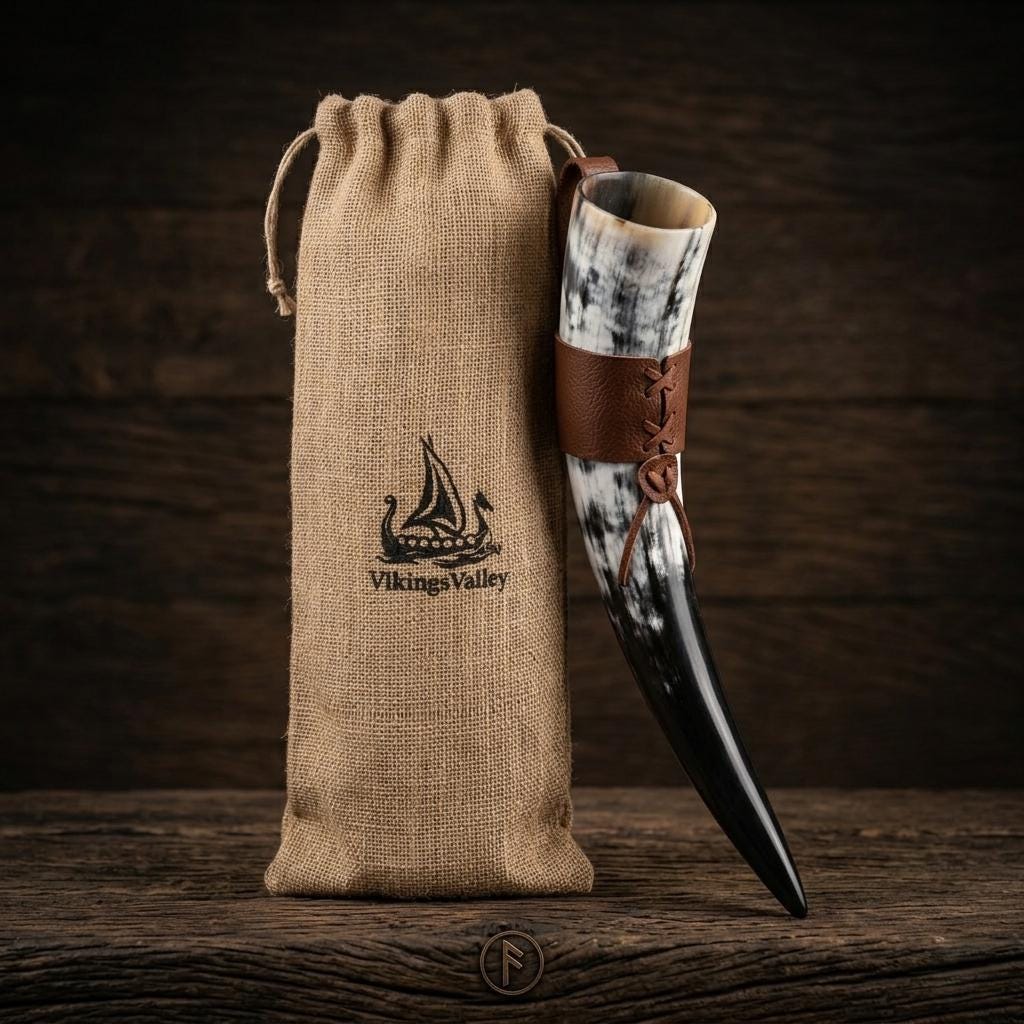 Viking Mug - Handmade Viking Horn Mug, Authentic Natural Ox Horn Tankard, 8 oz Drinking Mug for