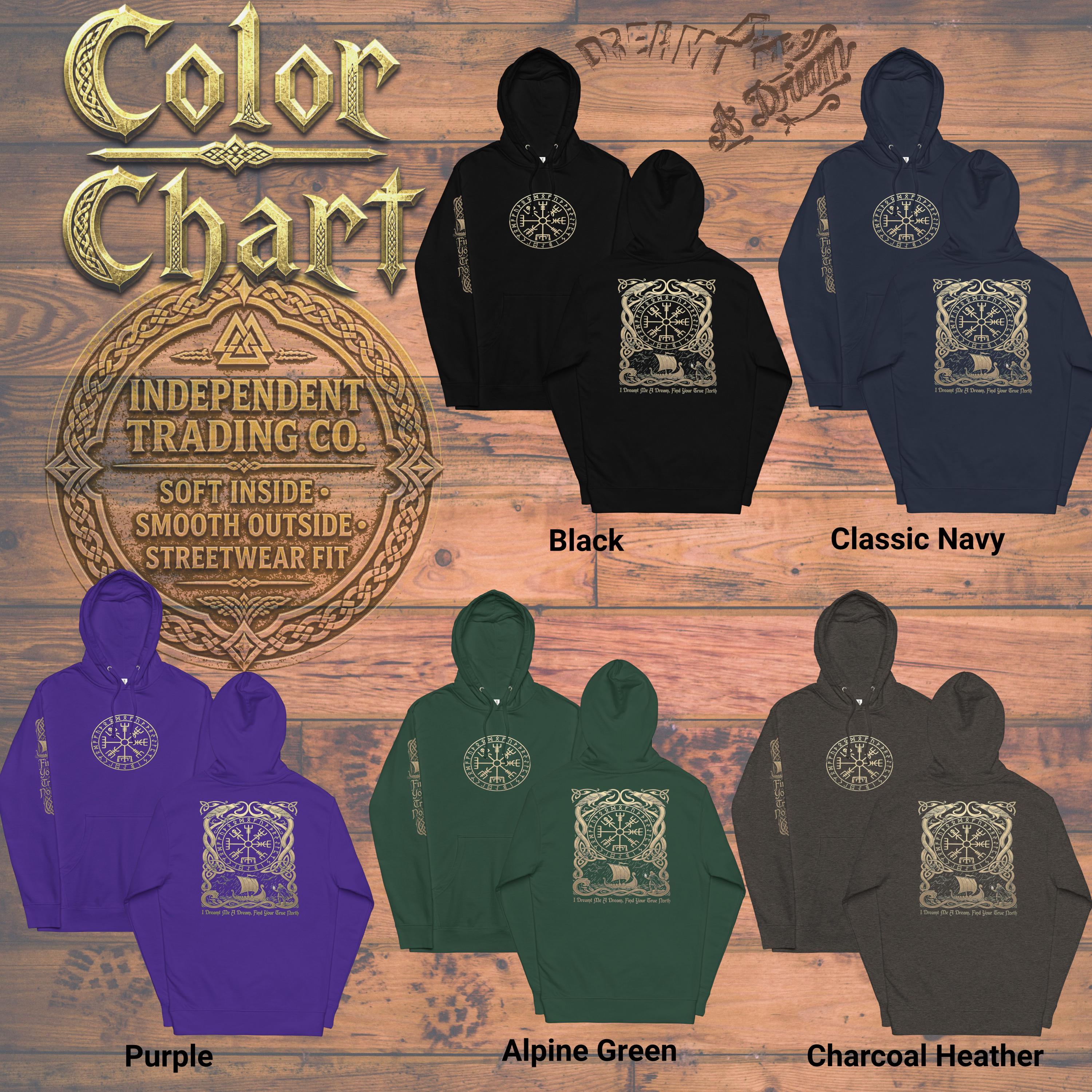 Viking Vegvisir Compass Hoodie - Nordic Viking Hoodie, Vegvisir Compass, Futhark Runes, Norse