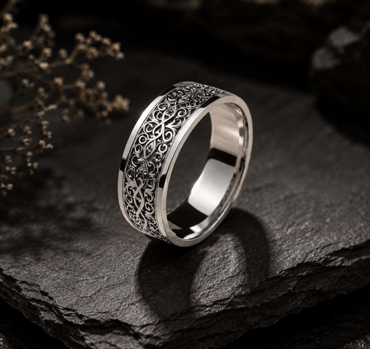 Viking Raven Ring - Raven Celtic Knot Ring, Viking Raven Band, Oxidized Silver Ring, Norse Celtic