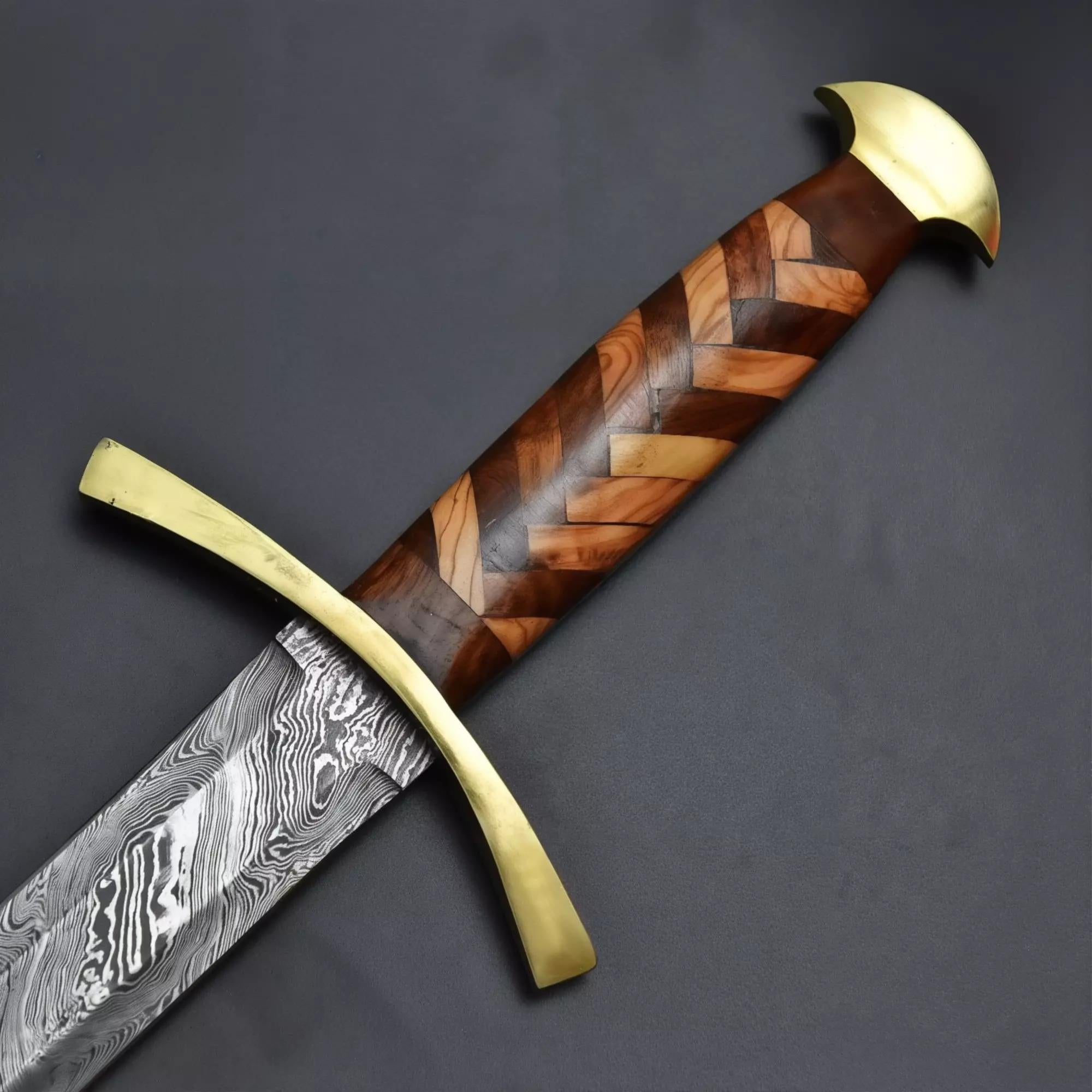 Viking Weapon Replica - Northmen Sword Hand Forged Damascus Steel, Medieval Viking Long Sword, Wall