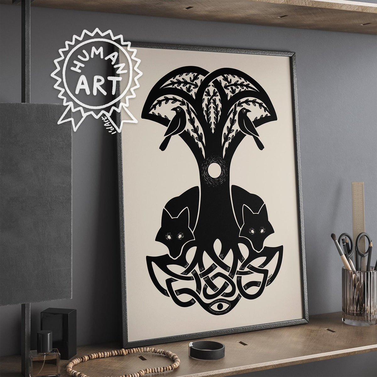Viking Vegvisir Compass Blanket - Viking Vegvisir Tree of Life Wall Art, Norse Compass Raven Decor