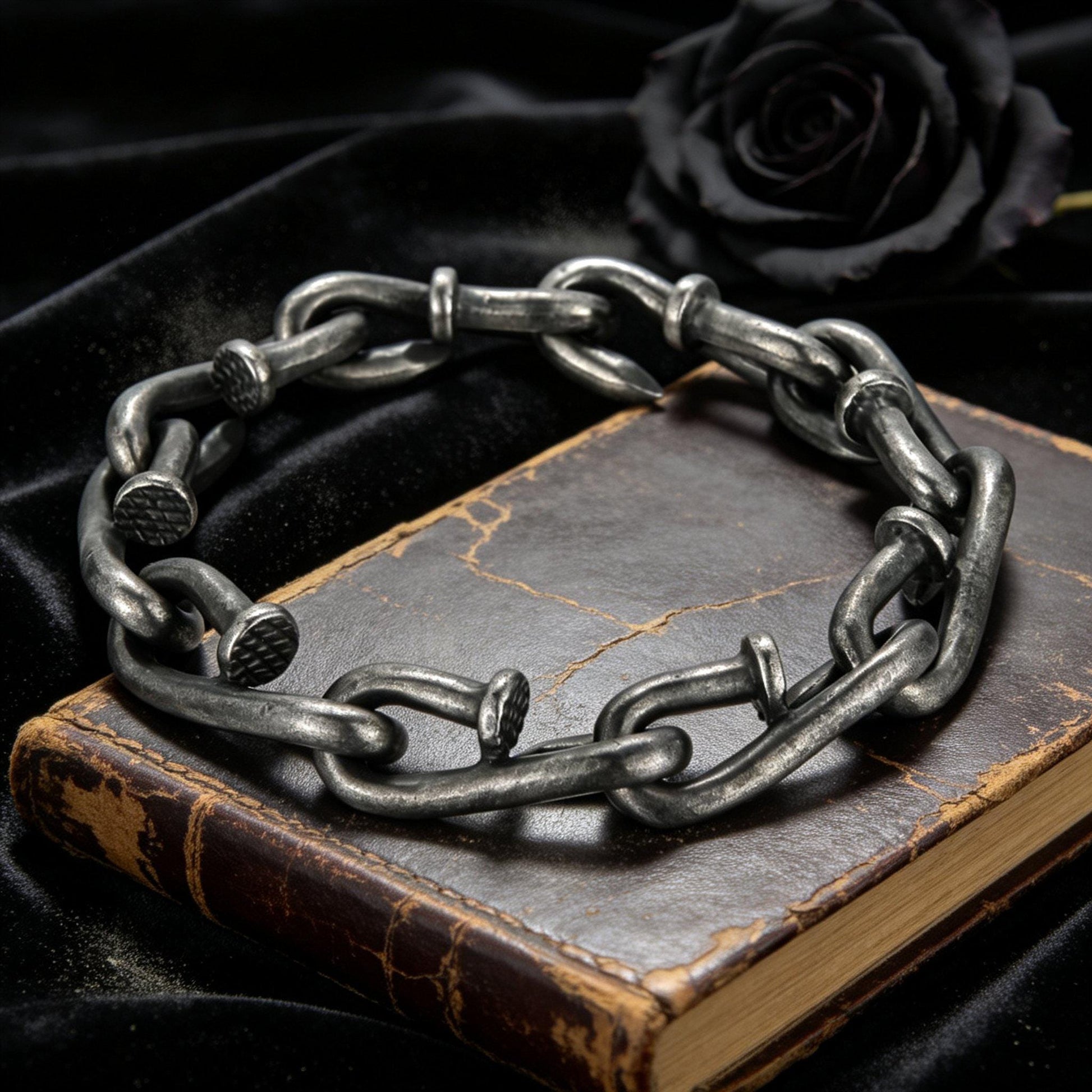 Viking Wolf Bracelet - Vintage Heavy-Duty Distressed Viking Wolf Head Titanium Steel Bracelet /