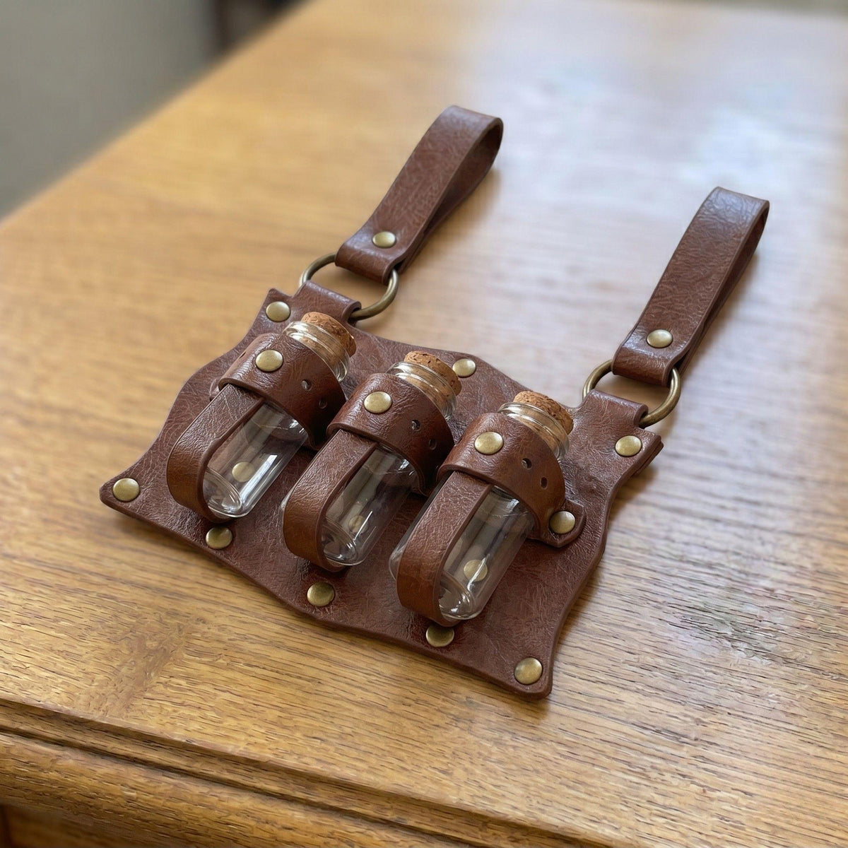 Viking Costume & LARP - Viking Medieval Leather Belt Pouch with Potion Bottles for Renaissance