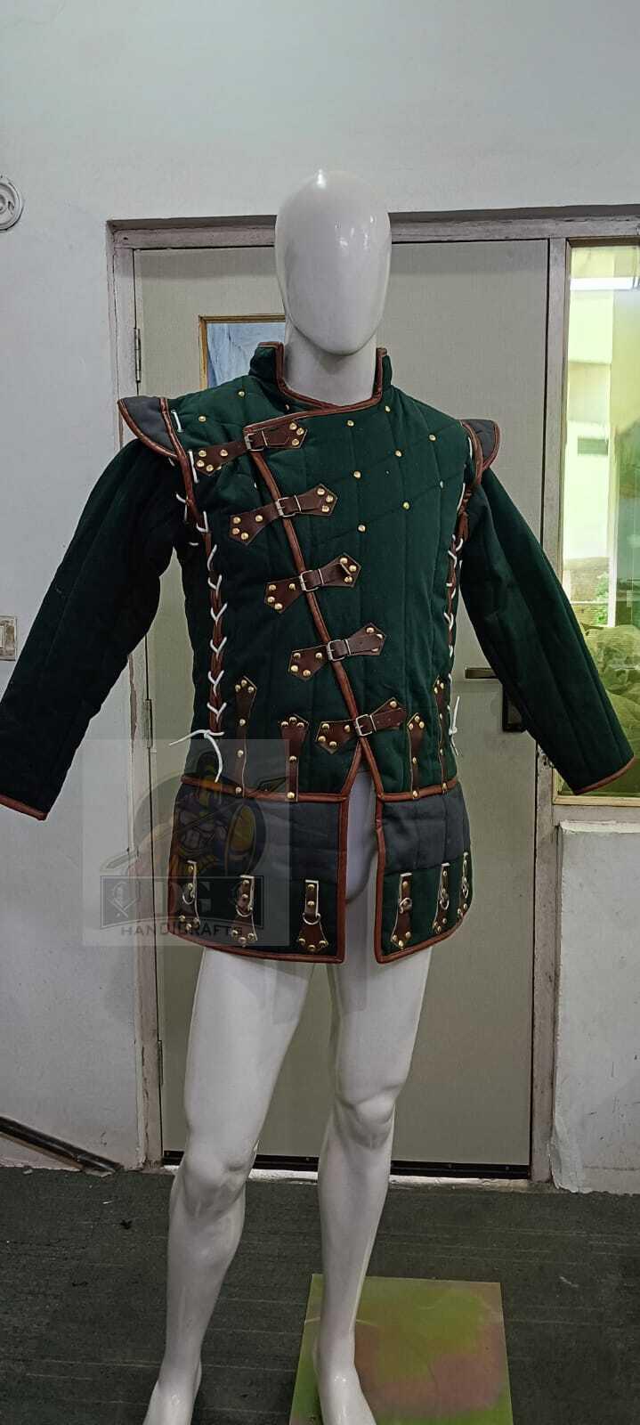 Viking Jacket - Wine Medieval Gambeson Coat for Men – Quilted Viking Armor Jacket