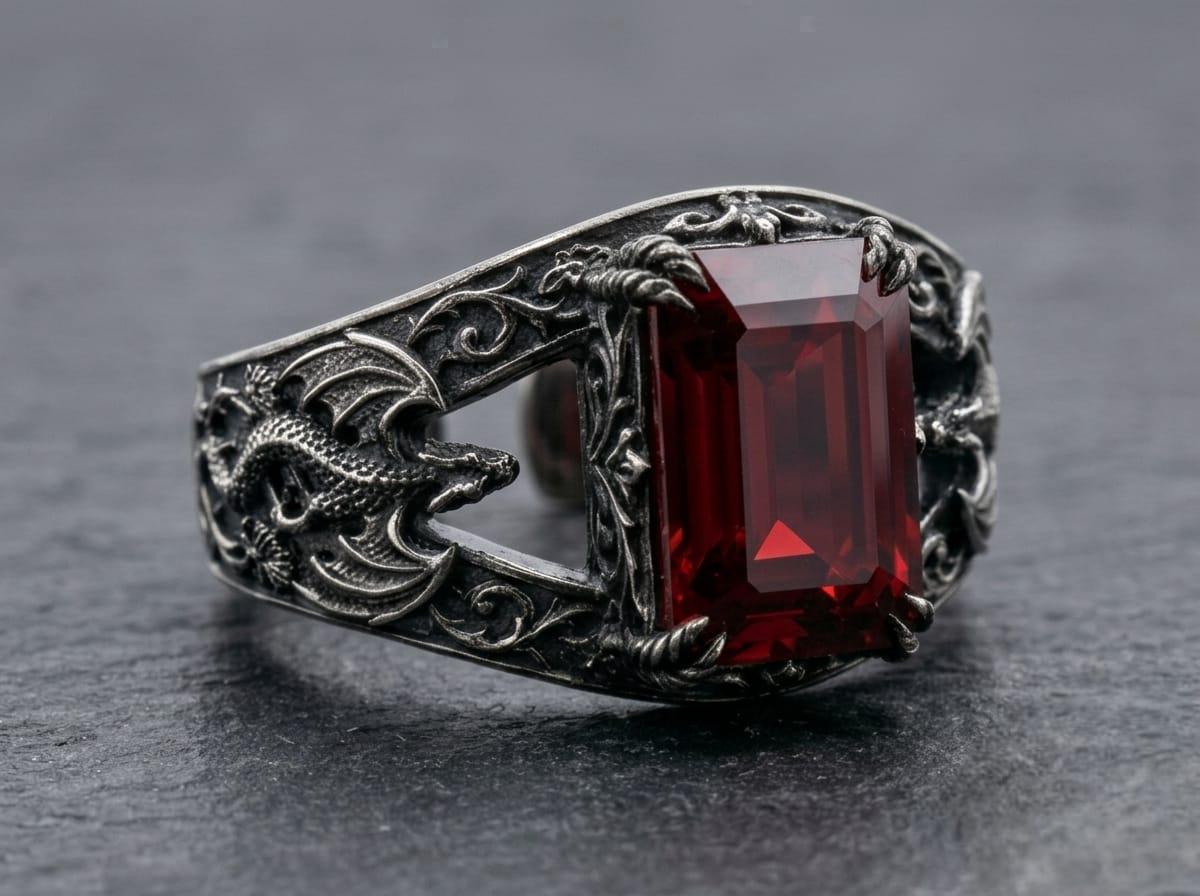 Viking Raven Ring with Runes