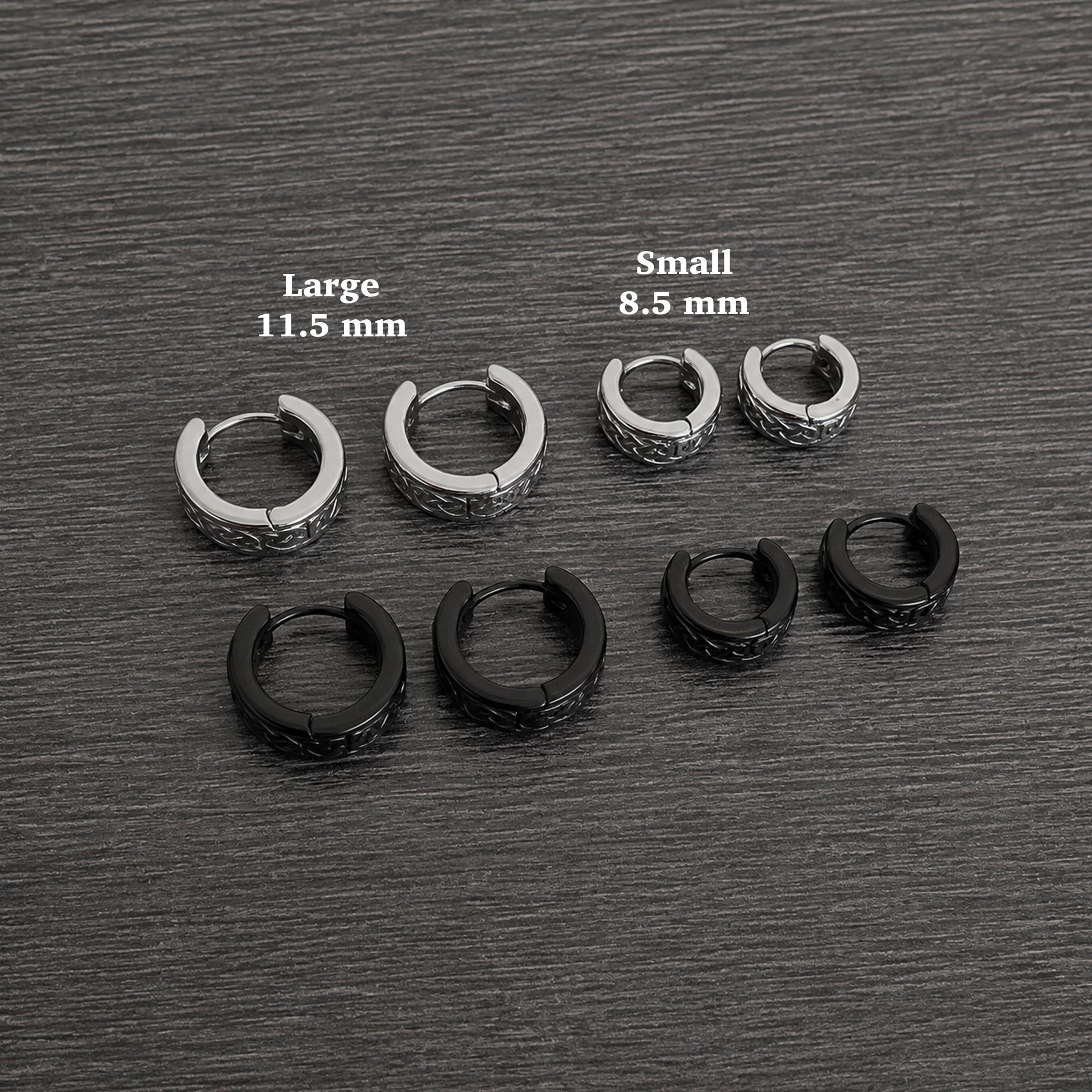 Viking Jewelry Accessory - Celtic braid hoop earrings, 8mm and 11 mm hoops, Viking earrings