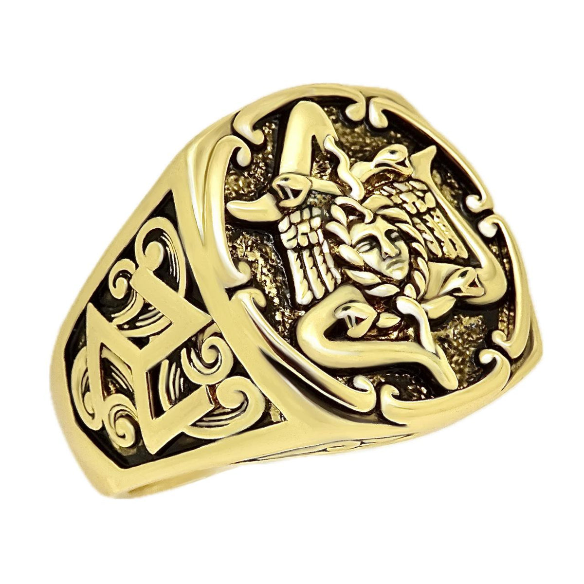 Viking Ring - 14k gold dwarven ring, brutalist signet ruby gemstone ring, fantasy viking nordic