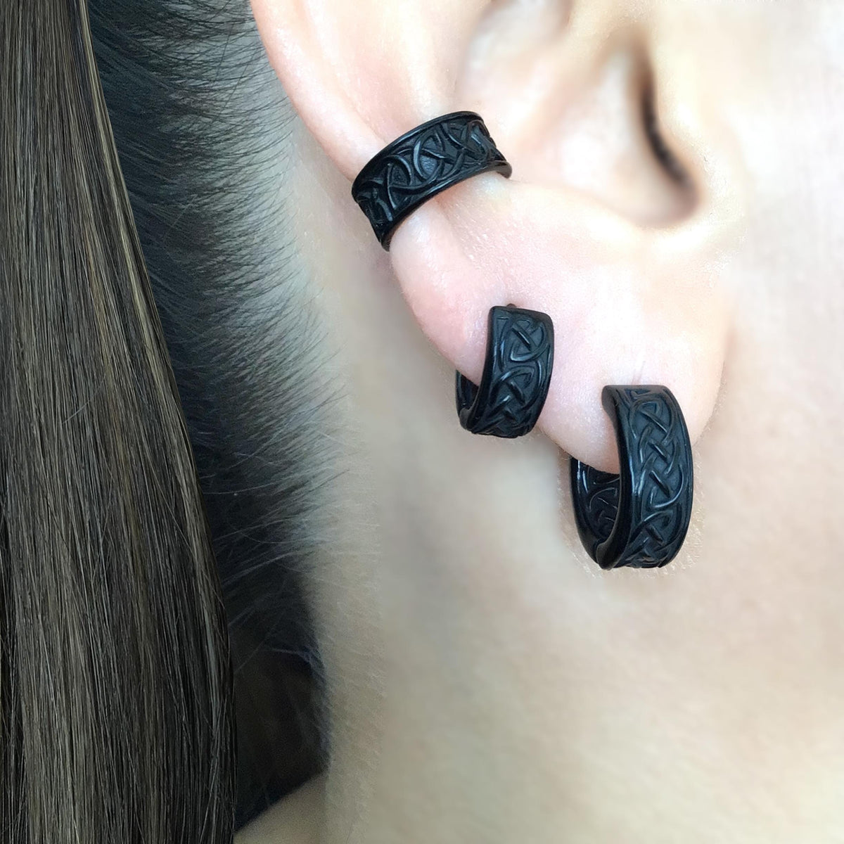 Viking Jewelry Accessory - Celtic braid hoop earrings, 8mm and 11 mm hoops, Viking earrings