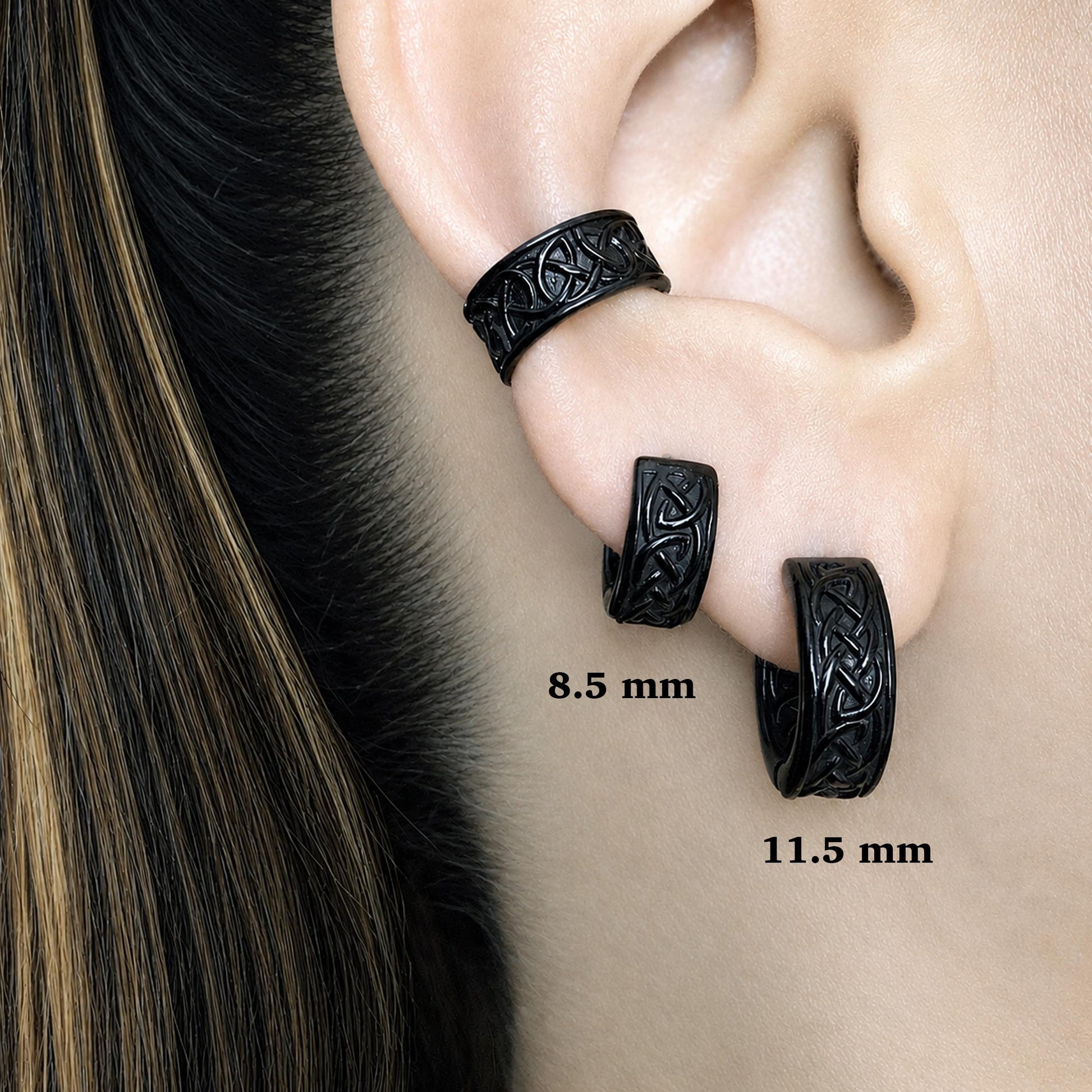 Viking Jewelry Accessory - Celtic braid hoop earrings, 8mm and 11 mm hoops, Viking earrings