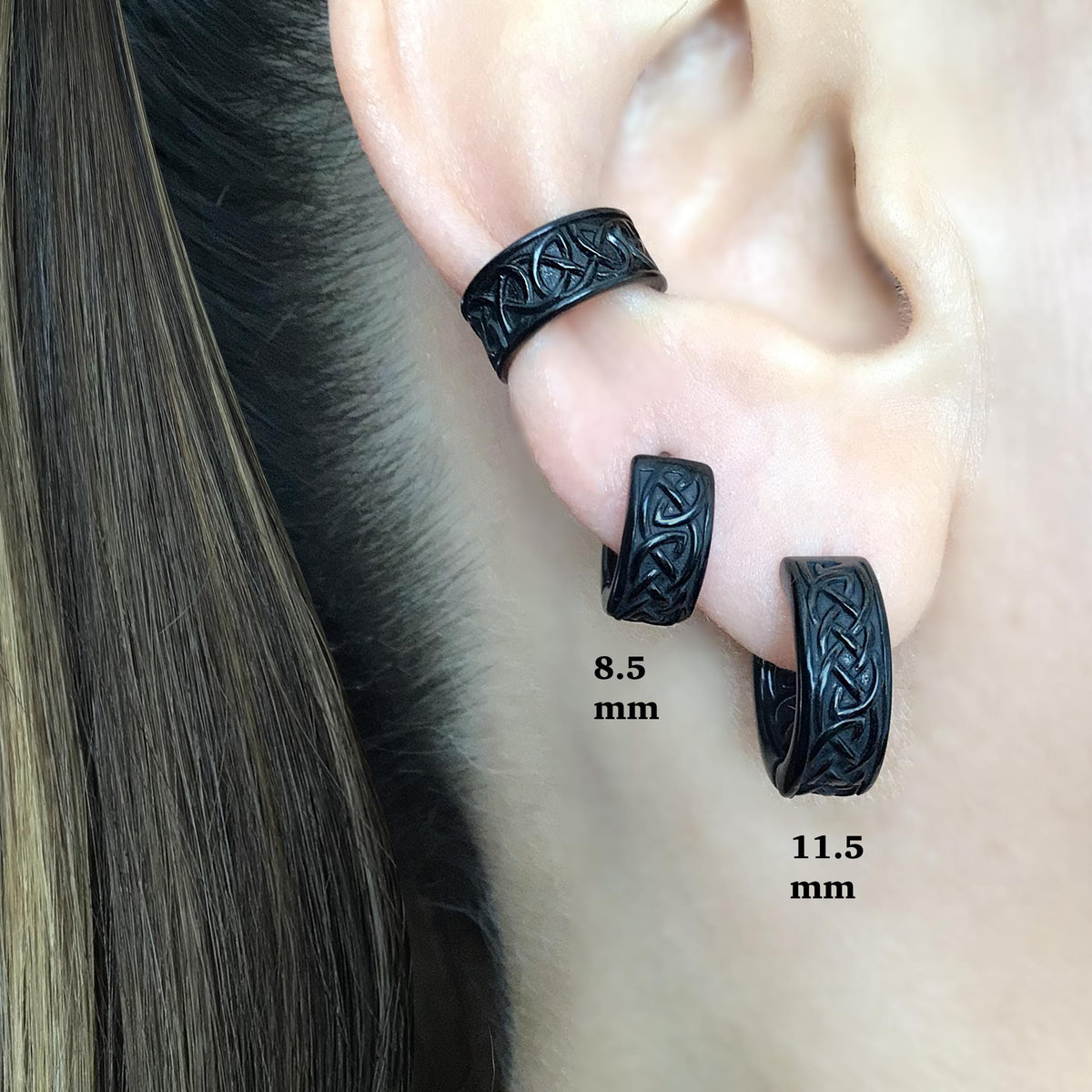 Viking Jewelry Accessory - Celtic braid hoop earrings, 8mm and 11 mm hoops, Viking earrings