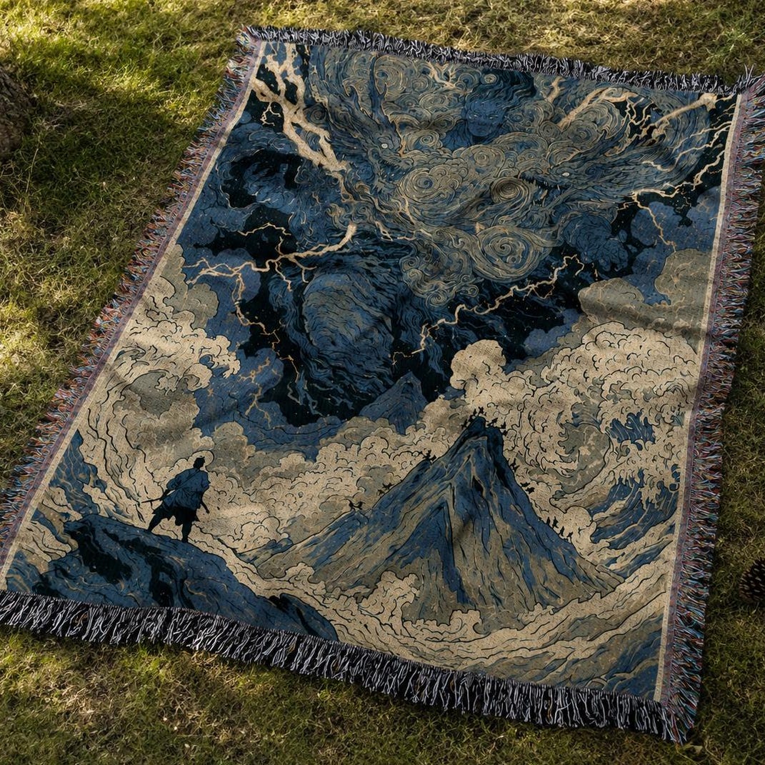 Viking Blanket - Viking Couple Woven Blanket, Norse Warrior Tapestry, Nordic Mythology Wall