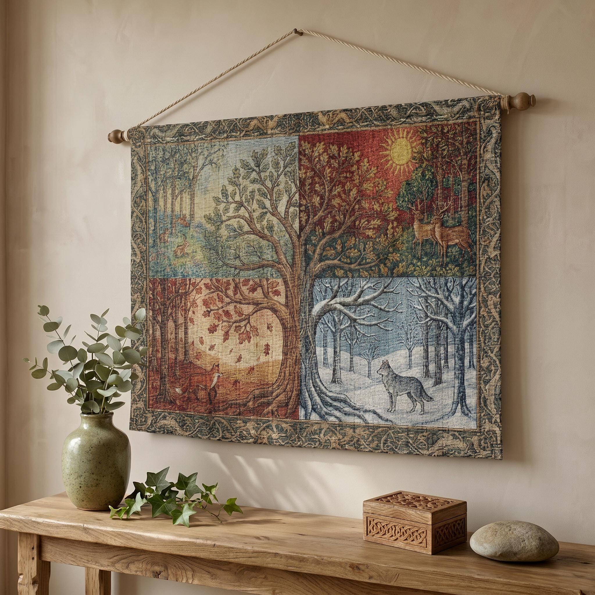 Viking Yggdrasil Tree of Life Blanket - Yggdrasil Woven Blanket, Norse Mythology Tapestry, Viking