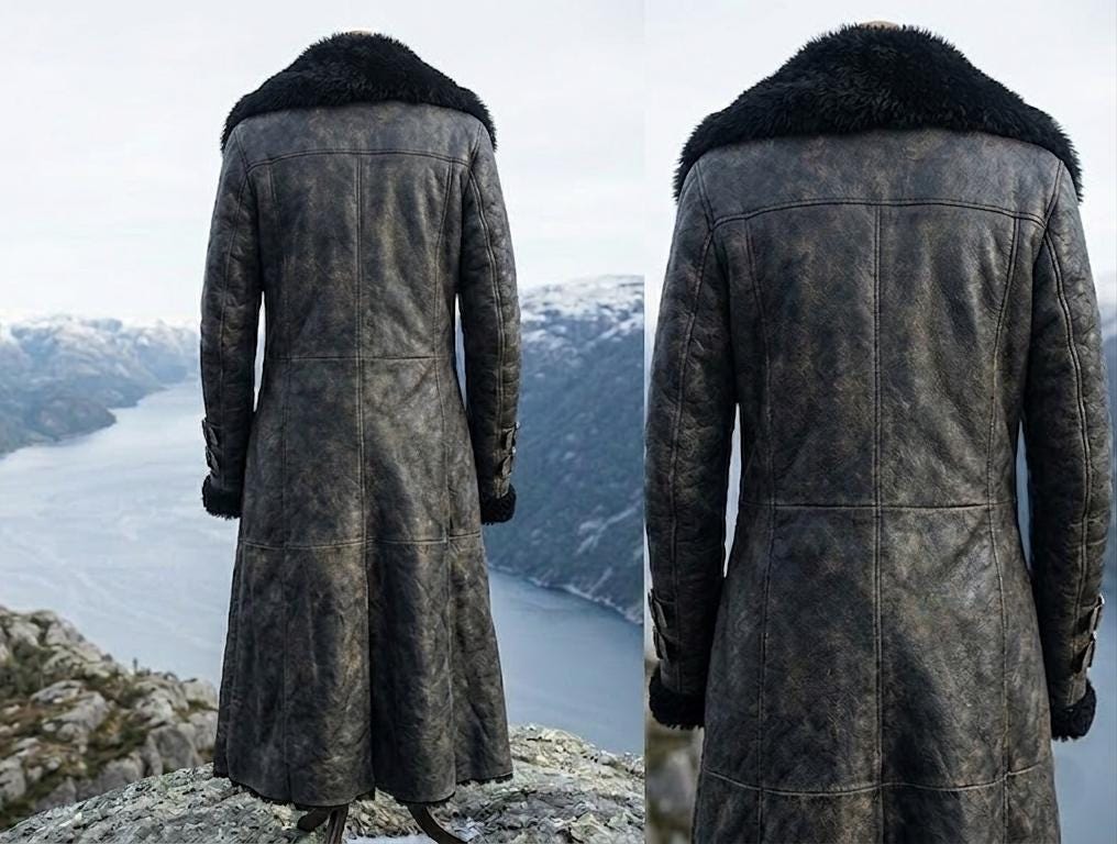 Viking Jacket - Medieval Viking Leather Coat, Fur Collar, Norse Warrior Jacket, Renaissance Fair