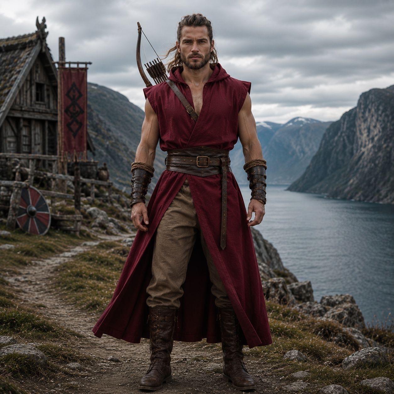 Viking Costume & LARP - Medieval Belt with Pouches for Men, Viking Leather Waist Bag Set
