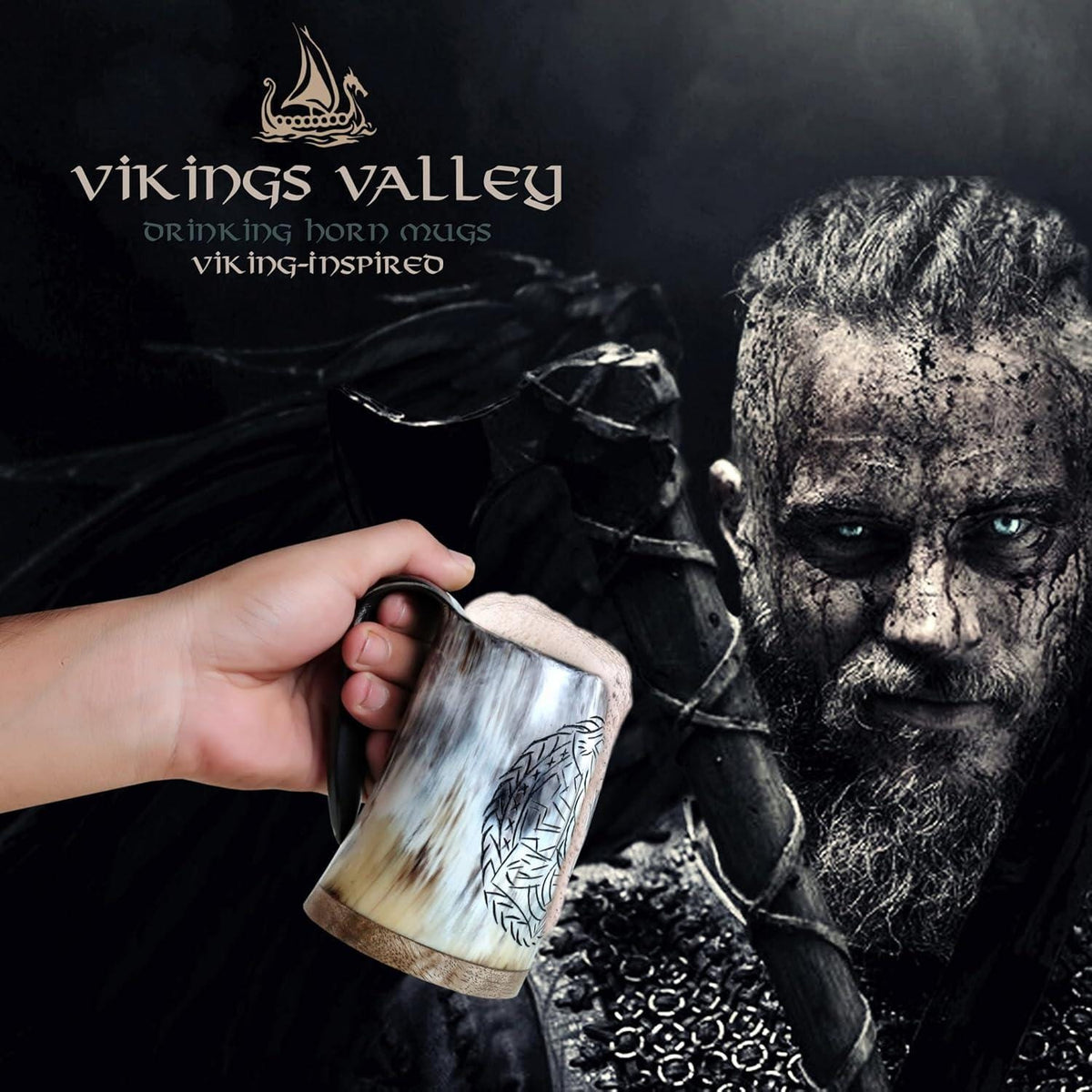 Viking Mug - Handmade Viking Horn Mug, Authentic Natural Ox Horn Tankard, 8 oz Drinking Mug for