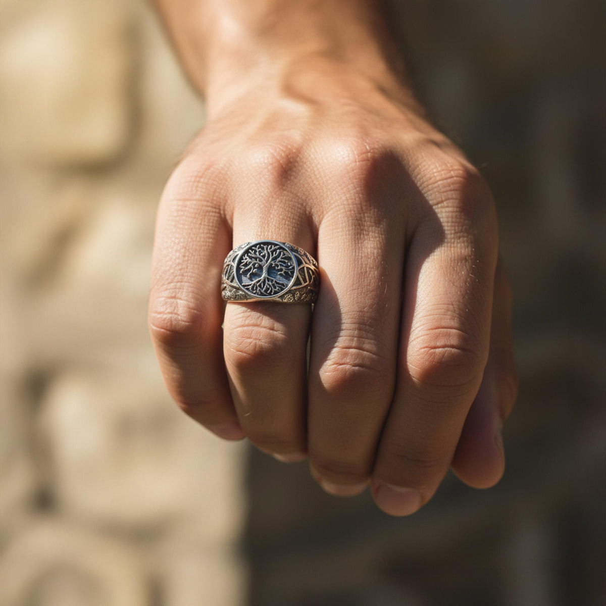 Viking Yggdrasil Tree of Life Ring - 925K Sterling Silver Yggdrasil Ring: Norse Mythology Tree of