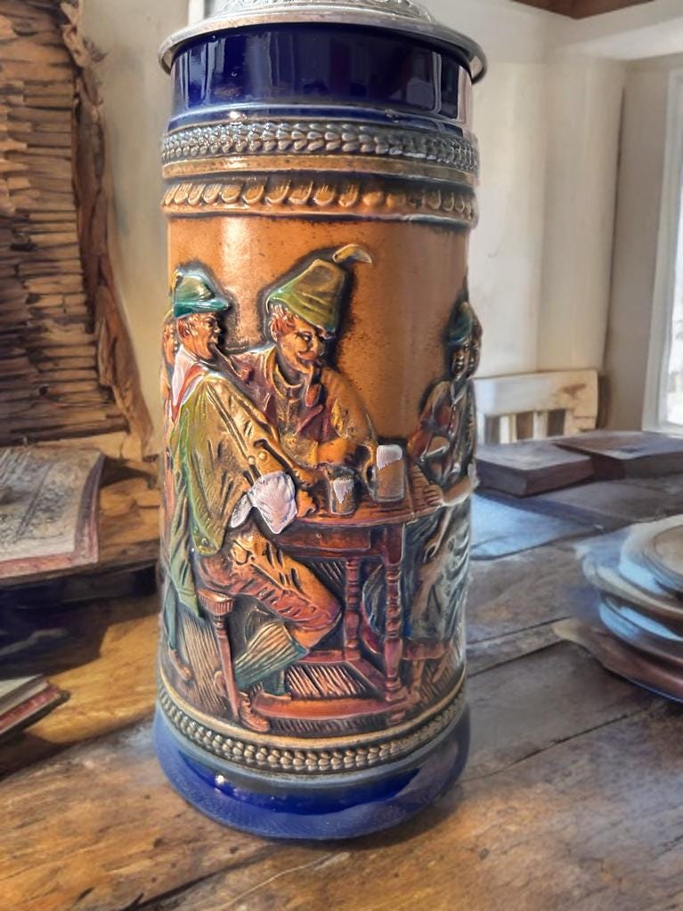 Viking Mug - Vintage Medieval Fantasy Ceramic Beer Stein Wizard Lid Viking Warrior Christmas Gift