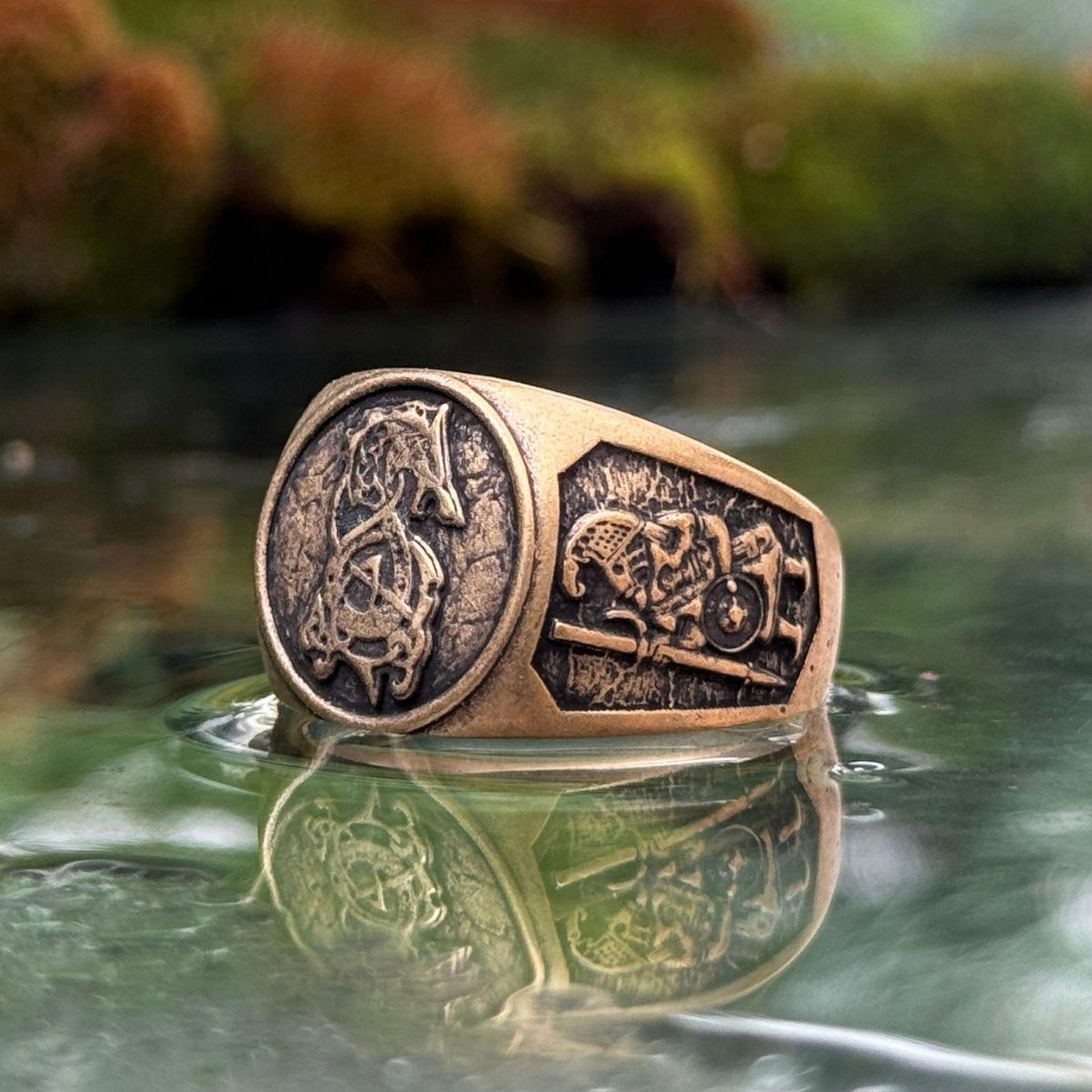 Viking Raven Ring - Raven ring Viking jewelry signet rings for men Norse mythology Ancient jewelry