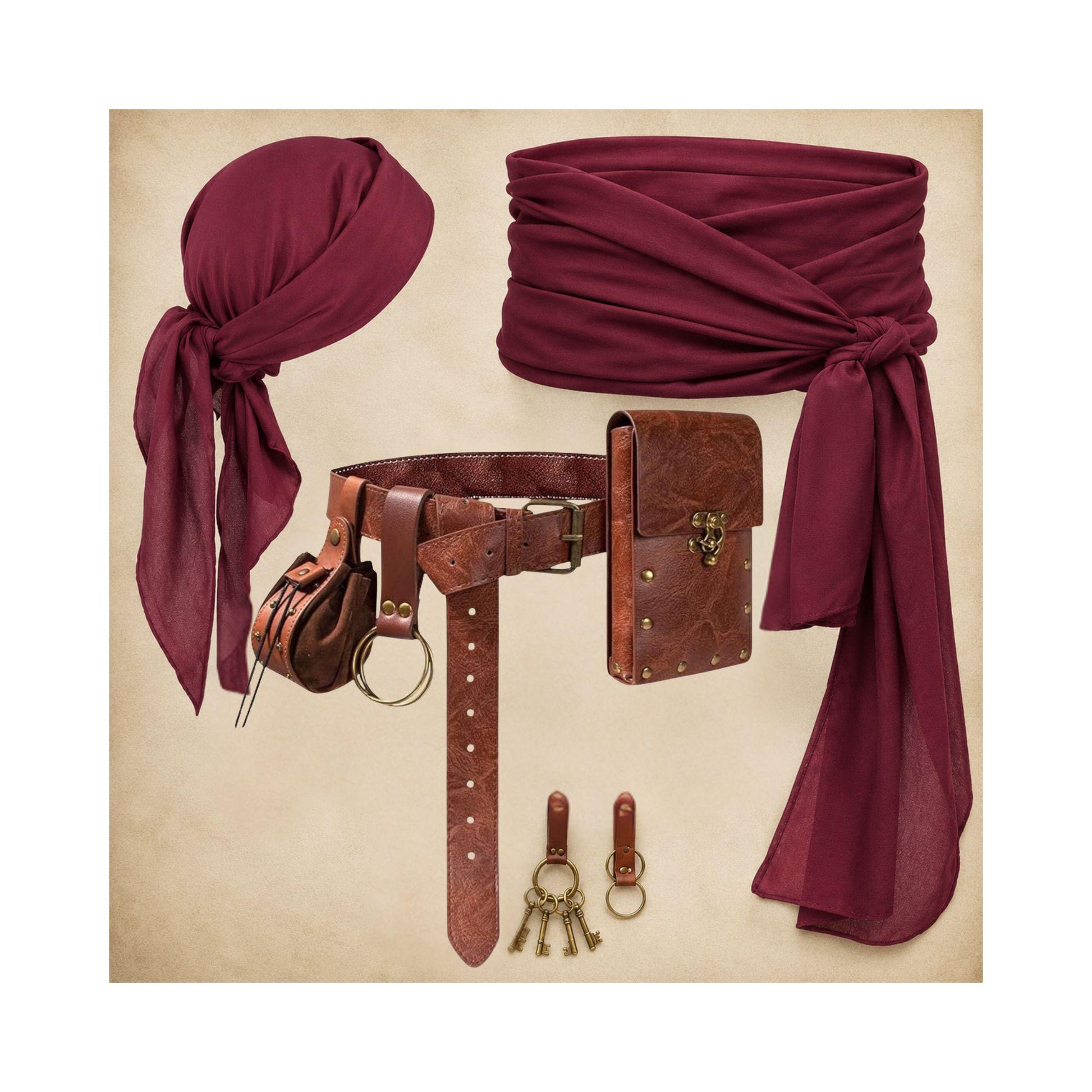 Viking Costume & LARP - Renaissance Fair Belt Pouch Set Viking Bracer Medieval Costume Accessories