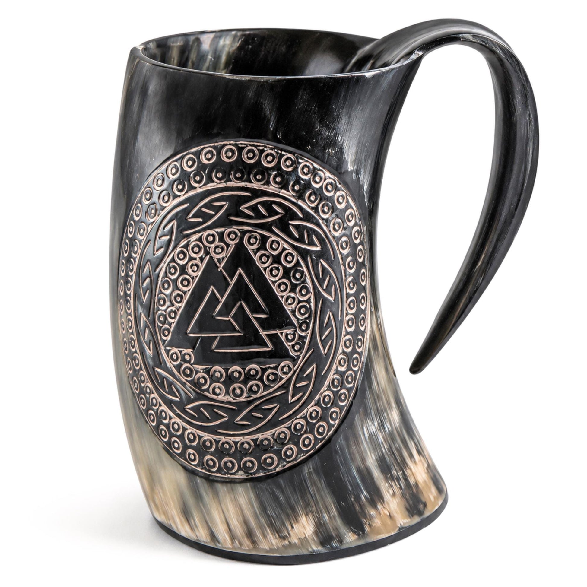 Viking Longship Mug - Personalized Viking Longship Horn Mug, Custom Engraved Wooden Base, Genuine