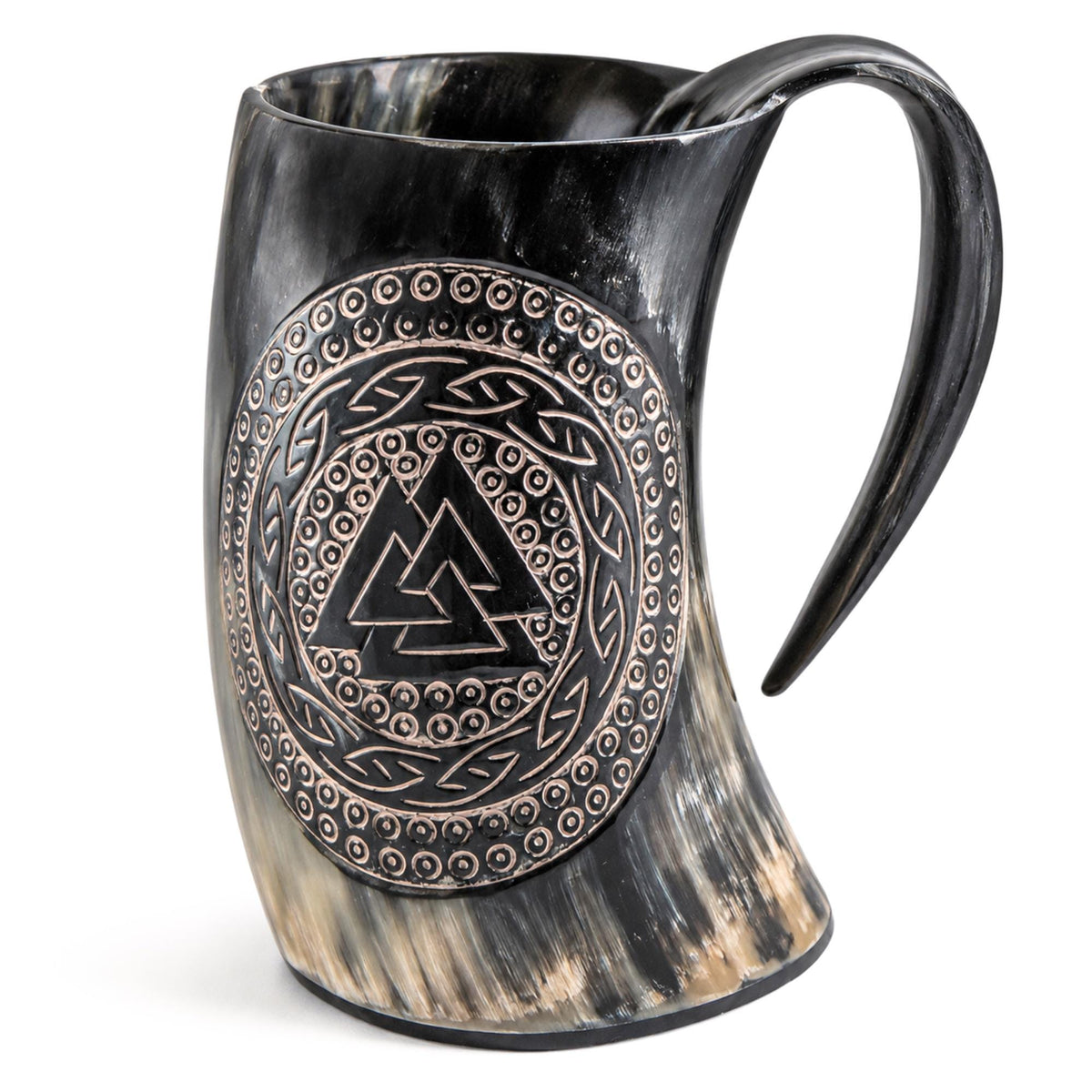 Viking Longship Mug - Personalized Viking Longship Horn Mug, Custom Engraved Wooden Base, Genuine