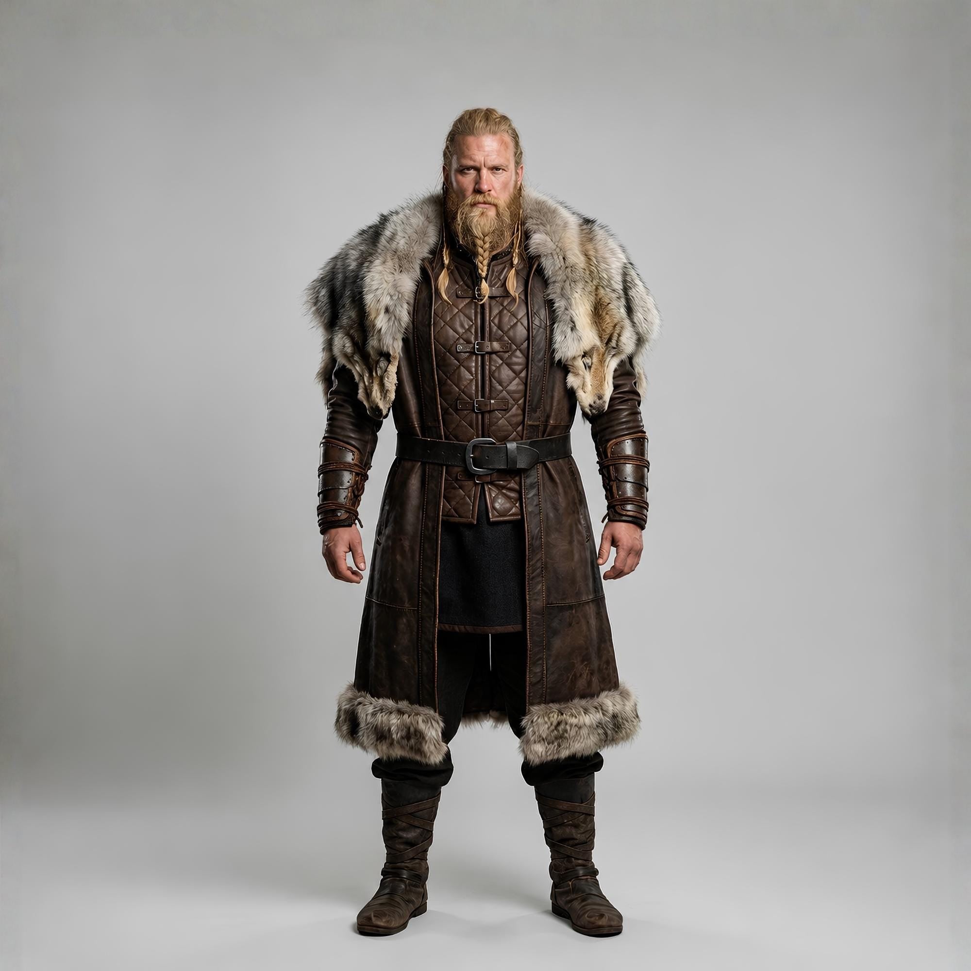 Viking Jacket - Handcrafted Cowhide Medieval Fur Coat: Viking Warrior Costume
