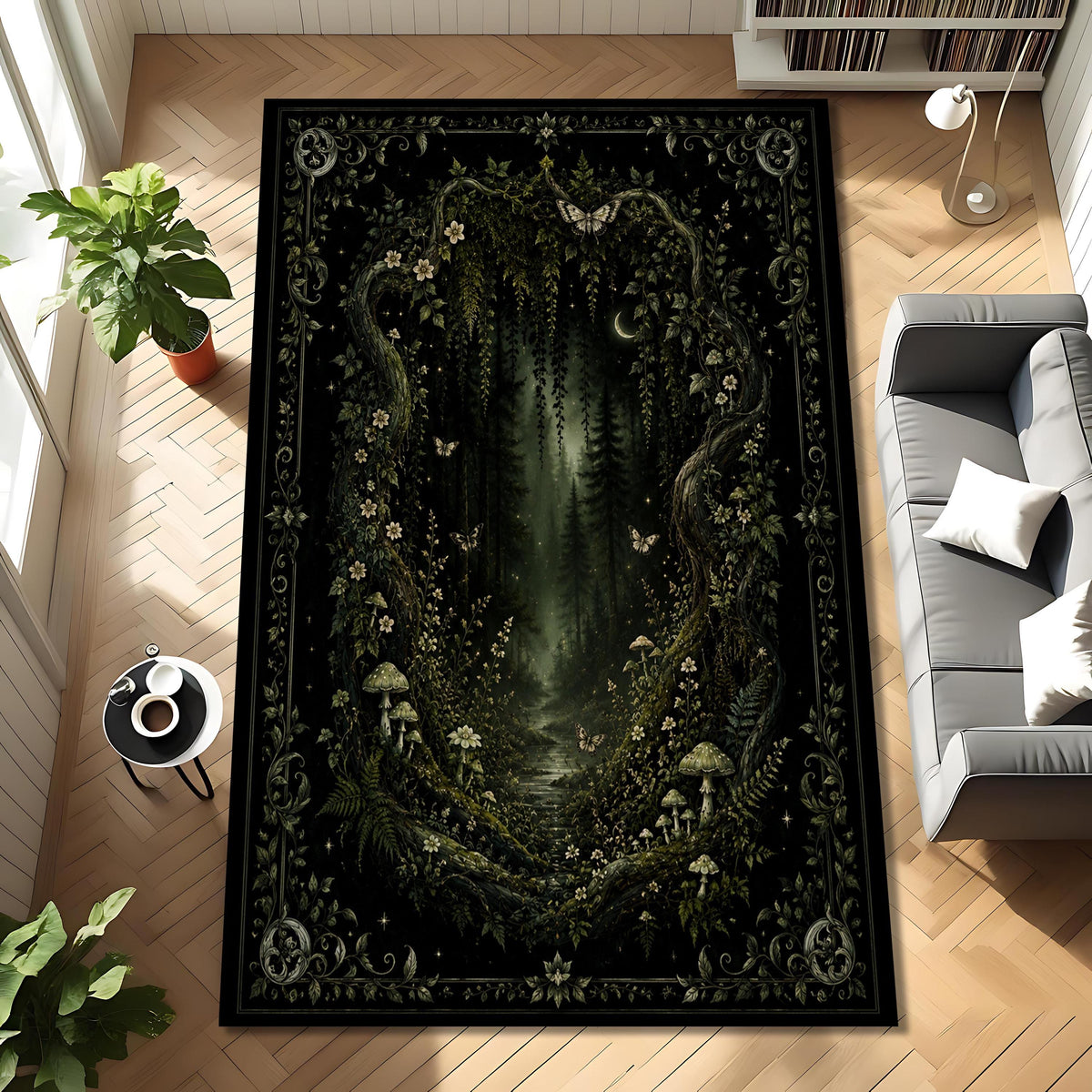 Viking Yggdrasil Tree of Life Rug - Viking Tree of Life Round Rug, Yggdrasil Rune Circle Carpet