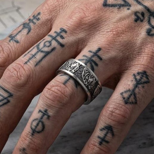 Viking Rune Ring - Personalized Silver Viking Rune Ring for Men, Engraved Norse Fidget Band, Nordic