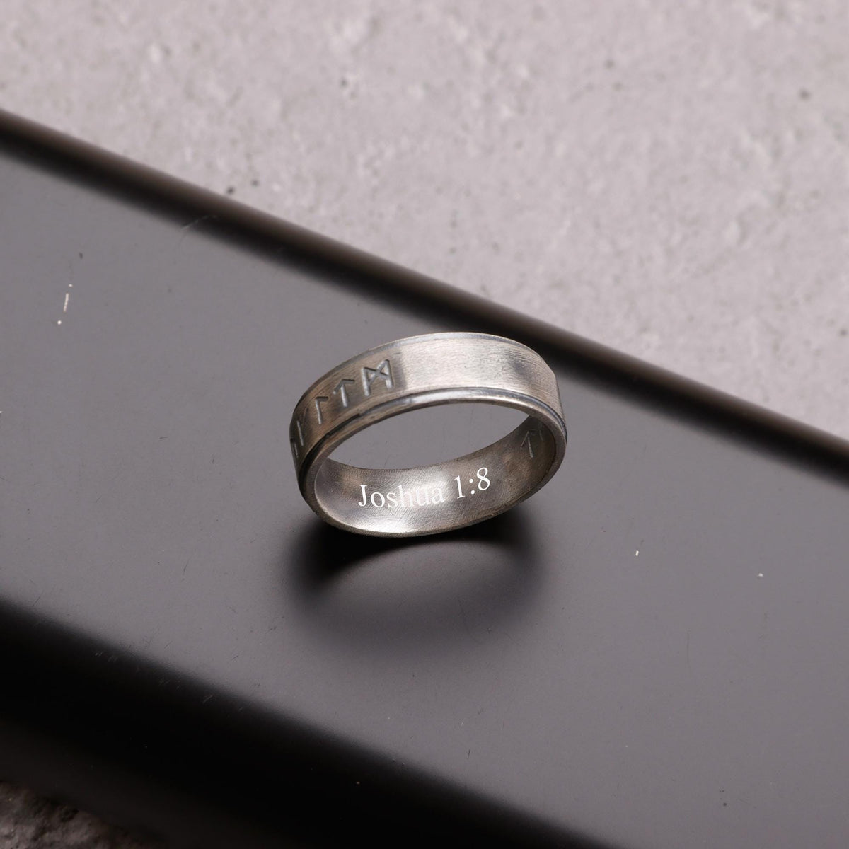 Viking Rune Ring - Personalized Silver Viking Rune Ring for Men, Engraved Norse Fidget Band, Nordic