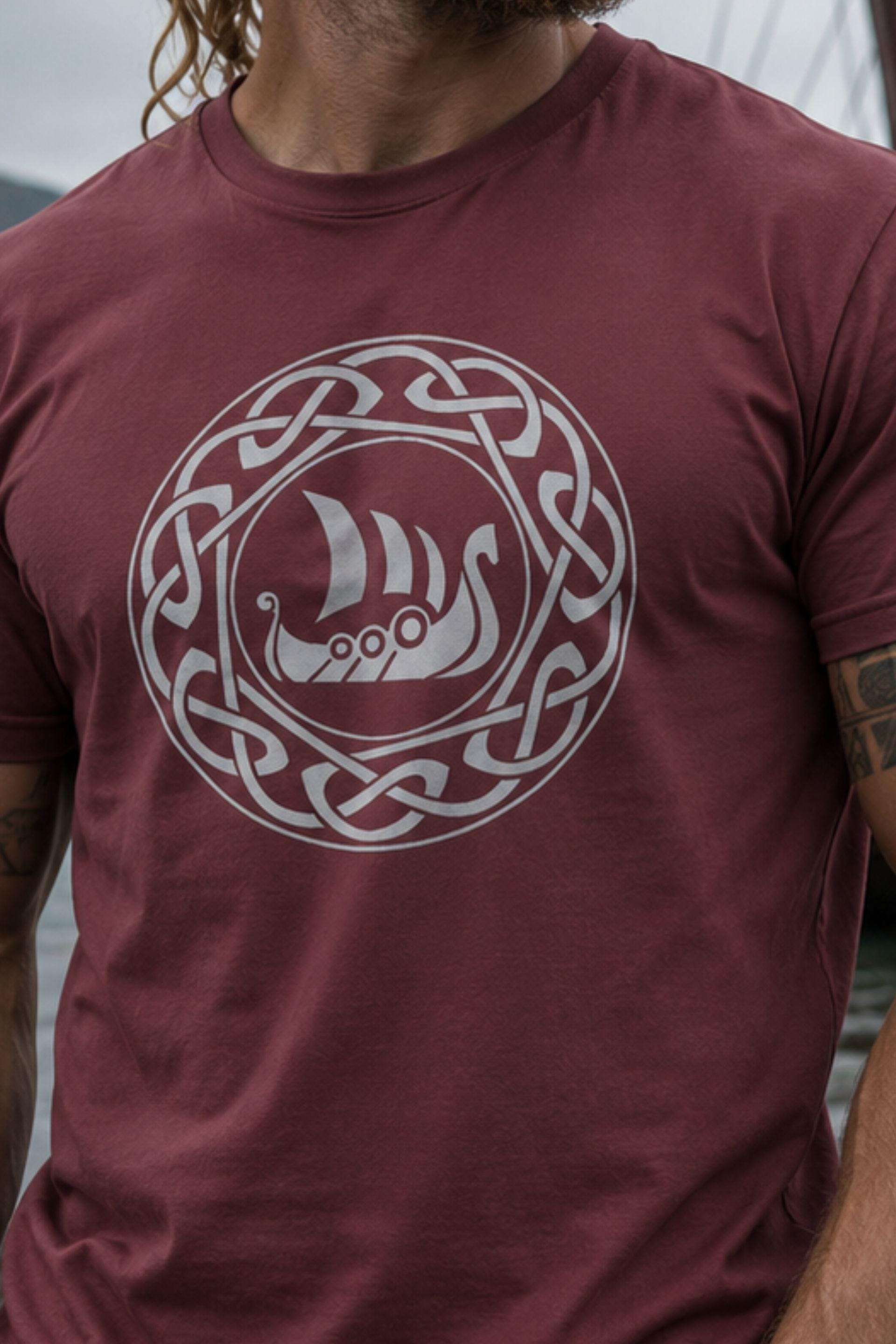 Viking Longship T-Shirt - Viking Longship Shirt, Norse Viking Ship, Celtic Knot Mythology Tee