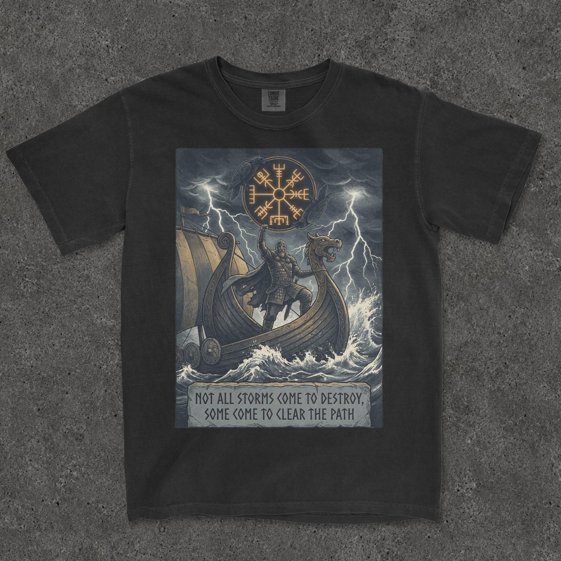 Viking Odin T-Shirt - Odin's Ravens Shirt, Viking Mythology Crow Tee, Garment Dyed Relaxed Fit
