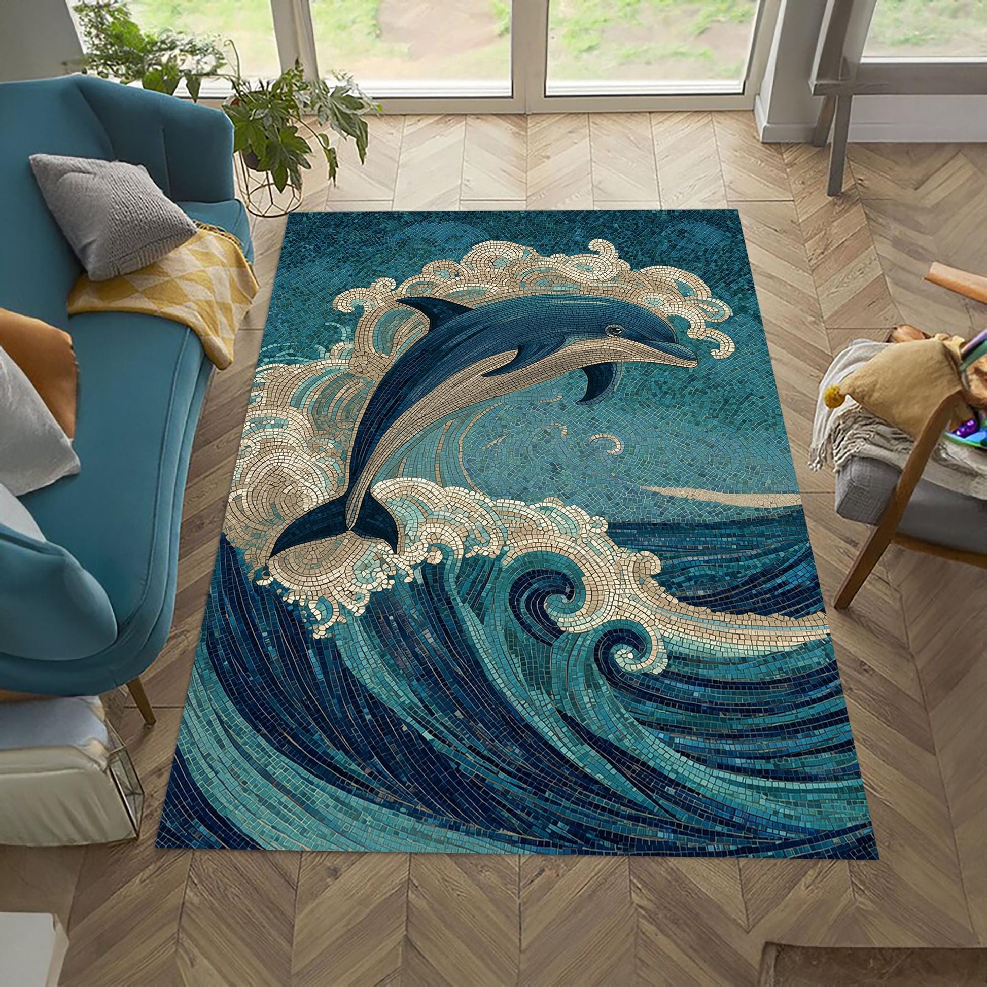 Viking Rug - Viking Dragon Knotwork Rug, Norse Mythology, Celtic Serpent Warrior (40x60cm)