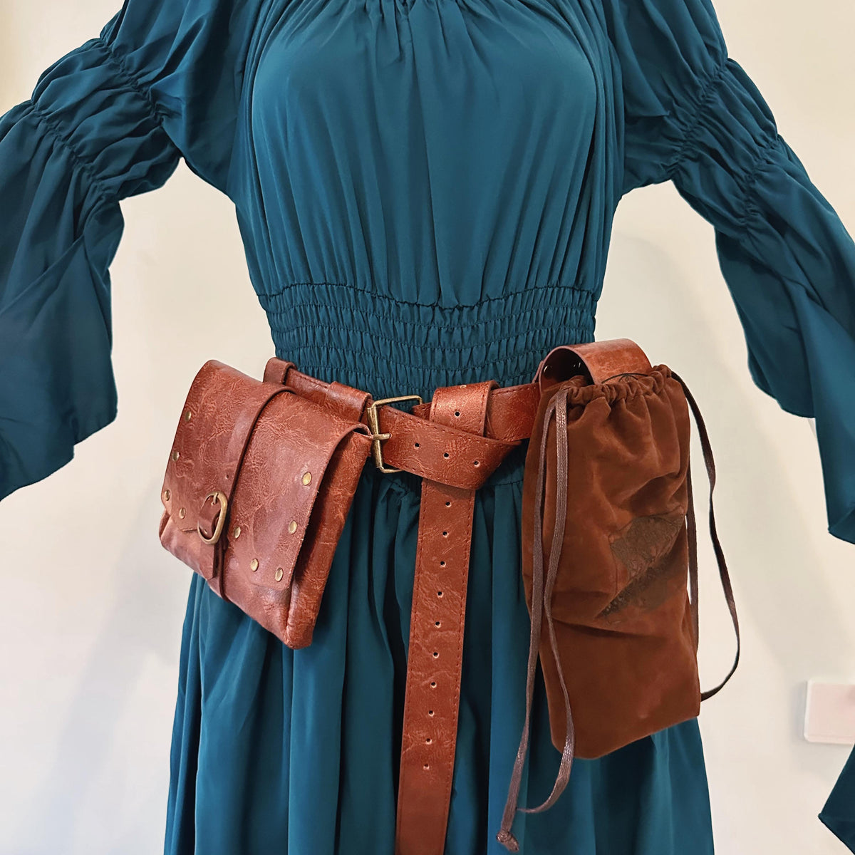 Viking Vegvisir Compass Costume & LARP - 3-Piece Medieval Belt & Pouch Set -Norse Vegvisir Rune