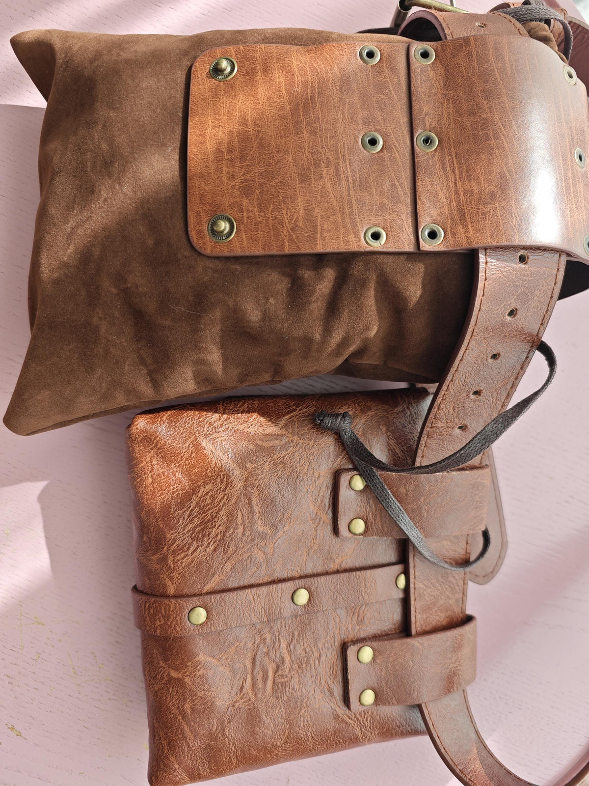 Viking Vegvisir Compass Costume & LARP - 3-Piece Medieval Belt & Pouch Set -Norse Vegvisir Rune