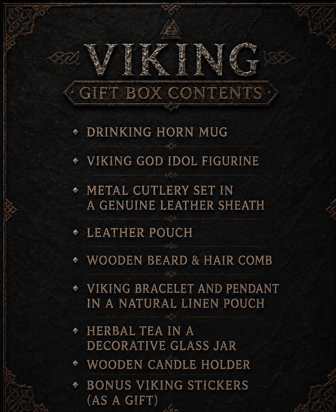 Viking Mug - Viking Gift Box - Horn Mug, Norse God Figurine, Ancient Style Utensils, Norse